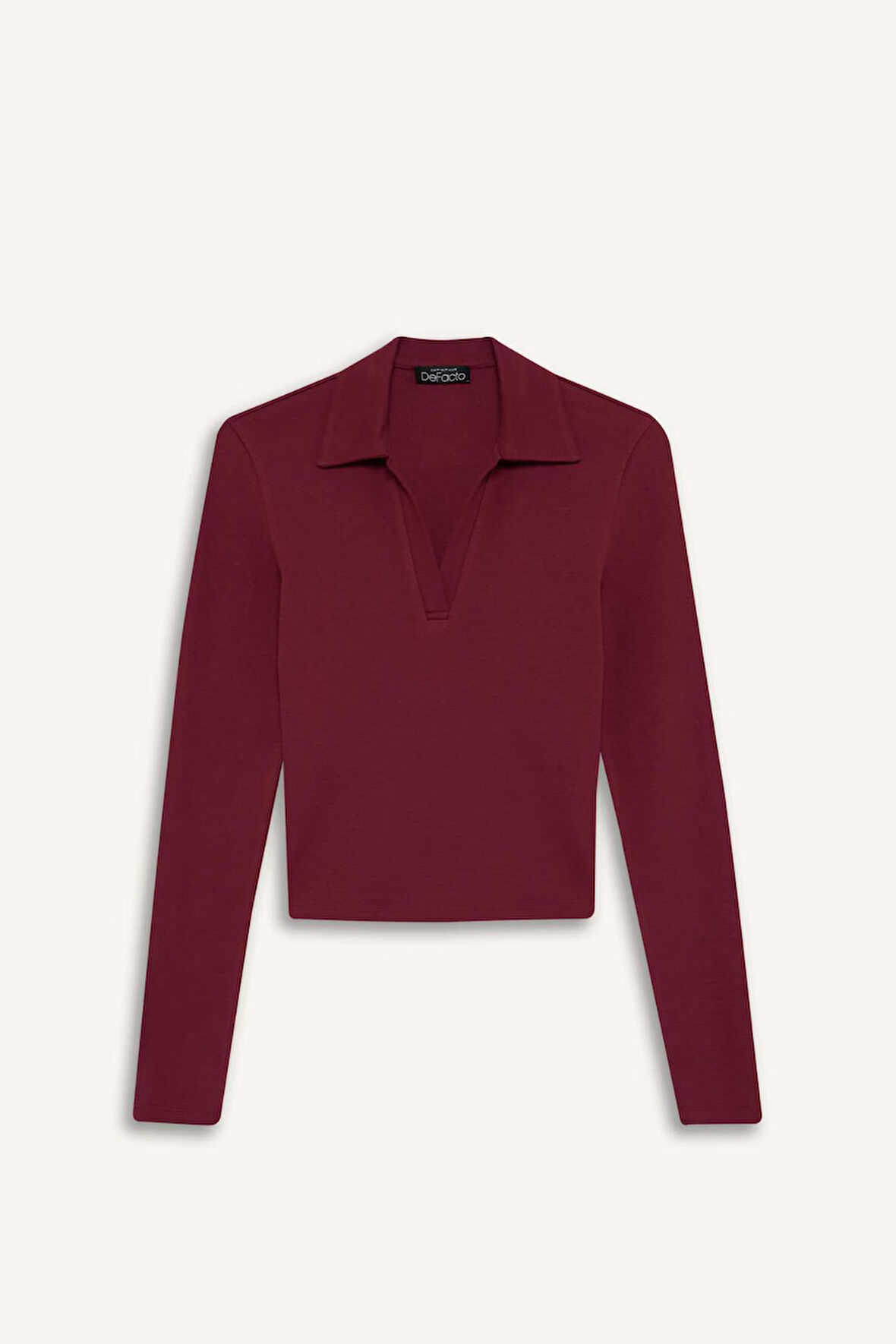 Fitted Polo Yaka Modal Uzun Kollu Tişört