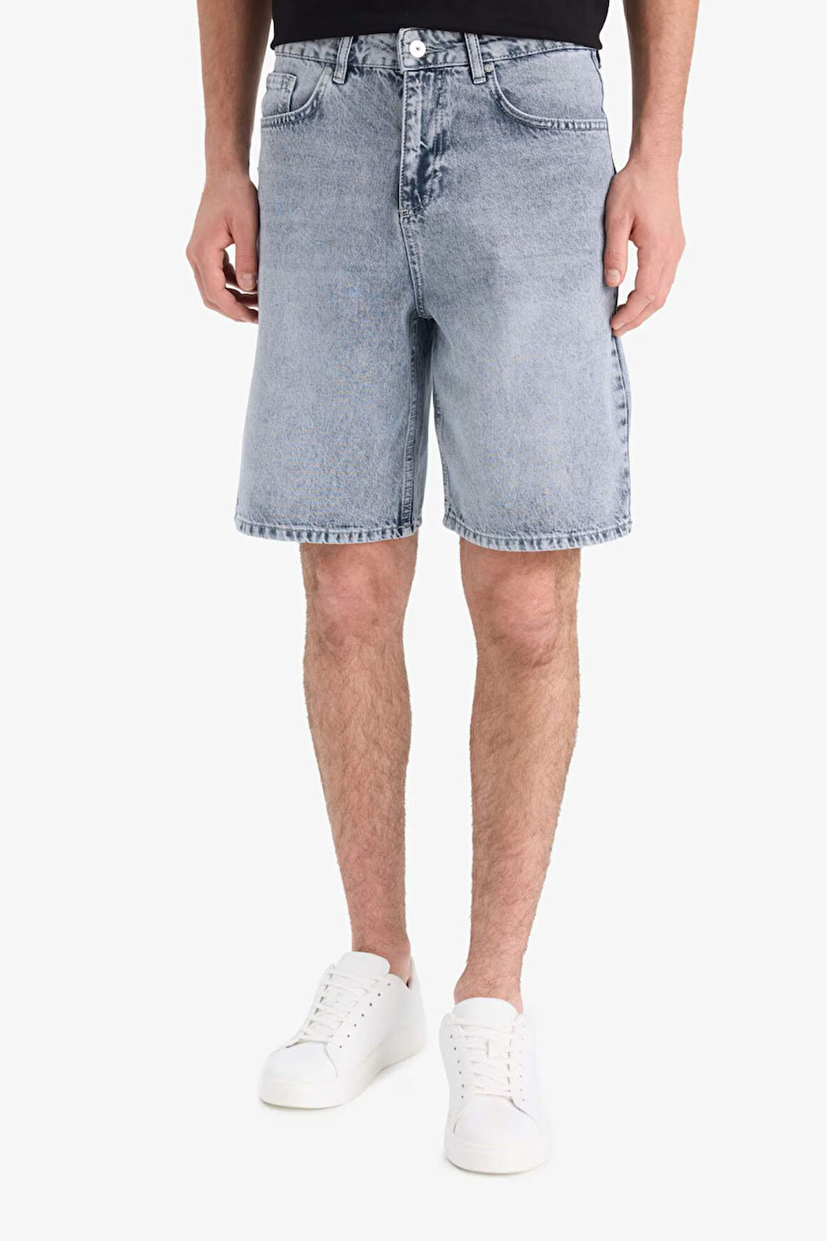 %100 Pamuk Straight Fit Jean Bermuda Şort