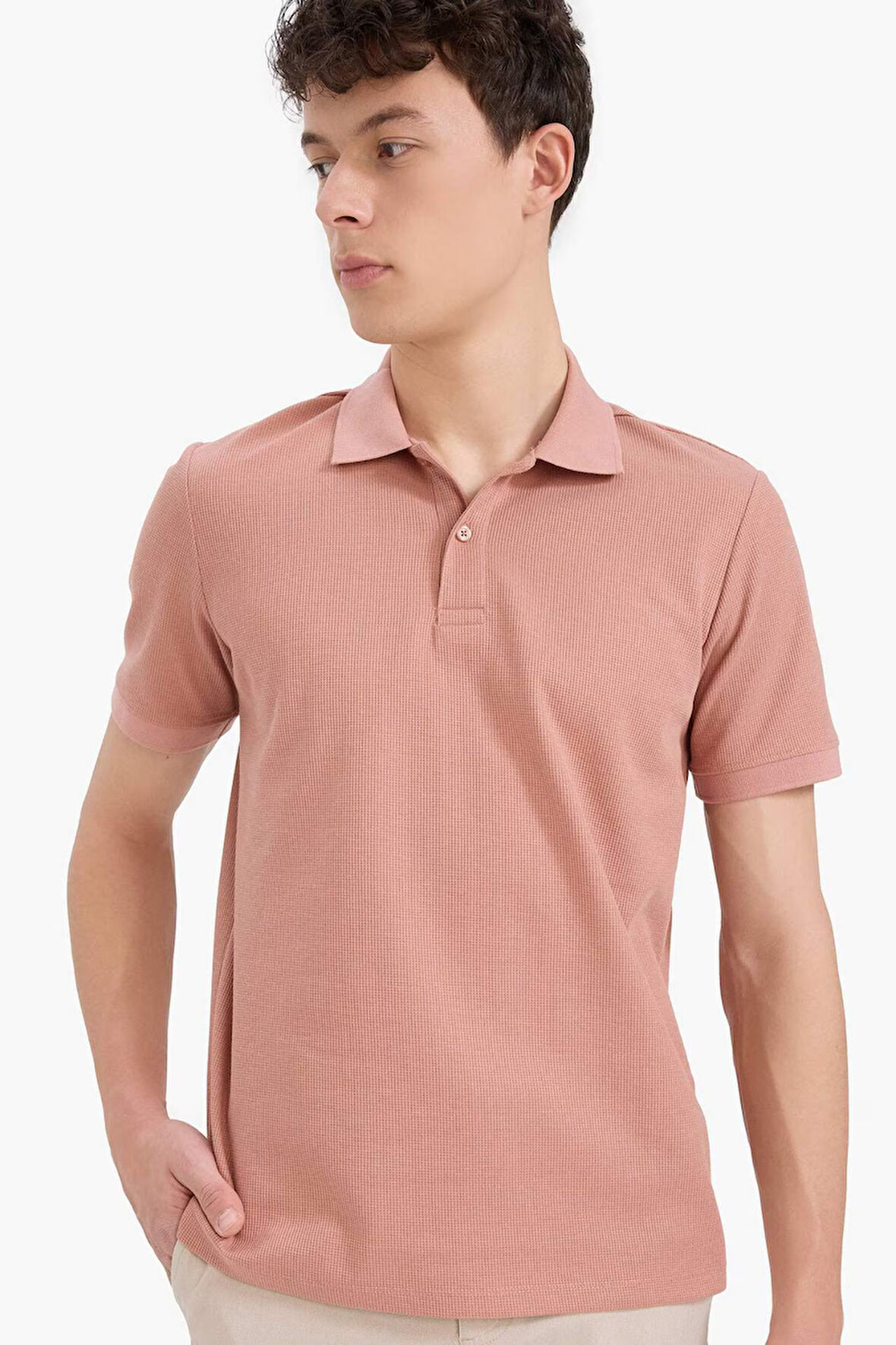 DeFacto Regular Fit Polo Yaka Kısa Kollu Dokulu Waffle Tişört D7652AX25SPBR496
