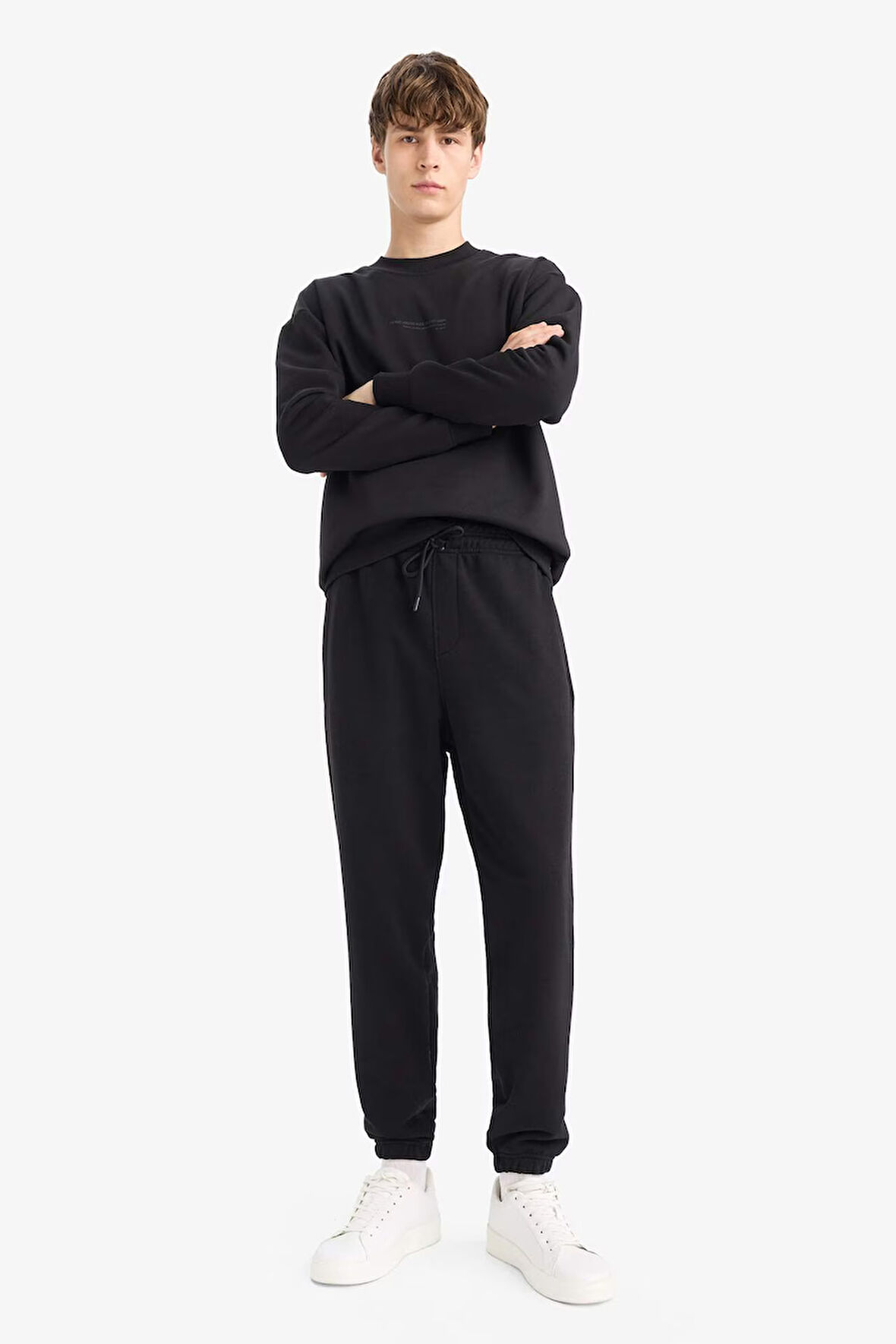 Regular Fit Beli Bağcıklı Paçası Lastikli Cepli Basic Düz Jogger Eşofman Altı