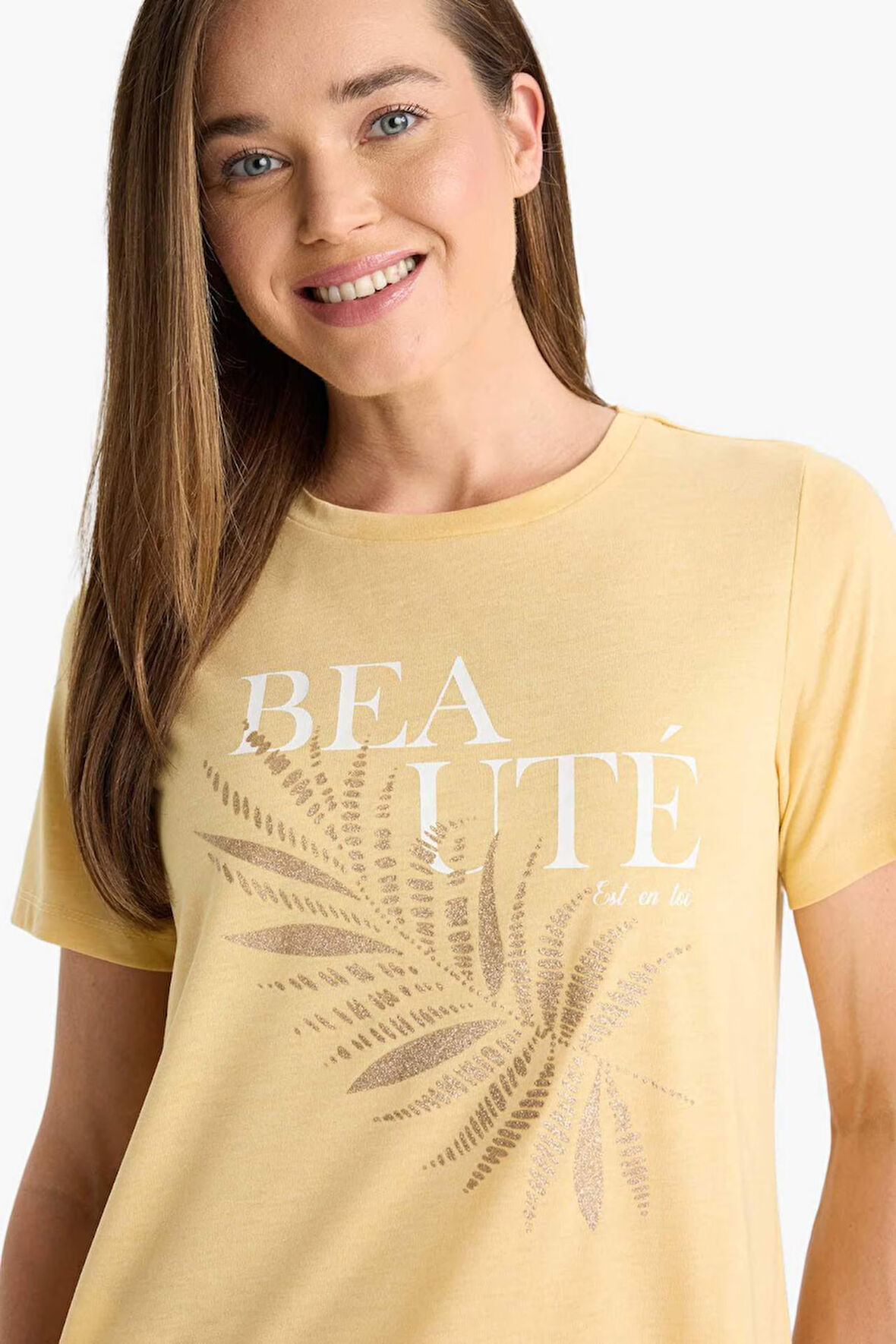 DeFacto Regular Fit Bisiklet Yaka Baskılı Kısa Kollu Tişört F2782AX25HSYL1