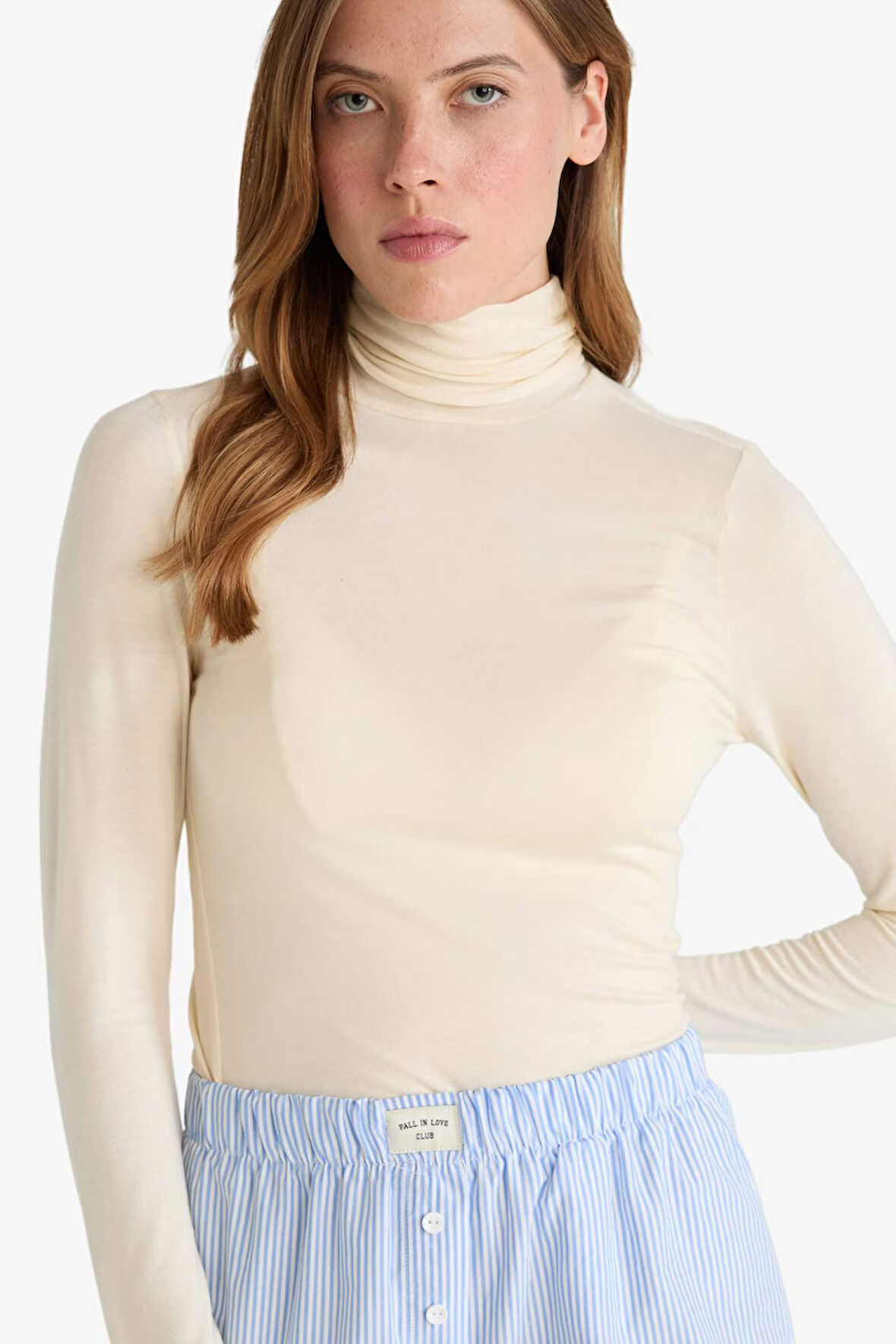 Modal Kaşmir Yumuşak Dokulu Balıkçı Yaka Uzun Kollu Üst-Fall in Love