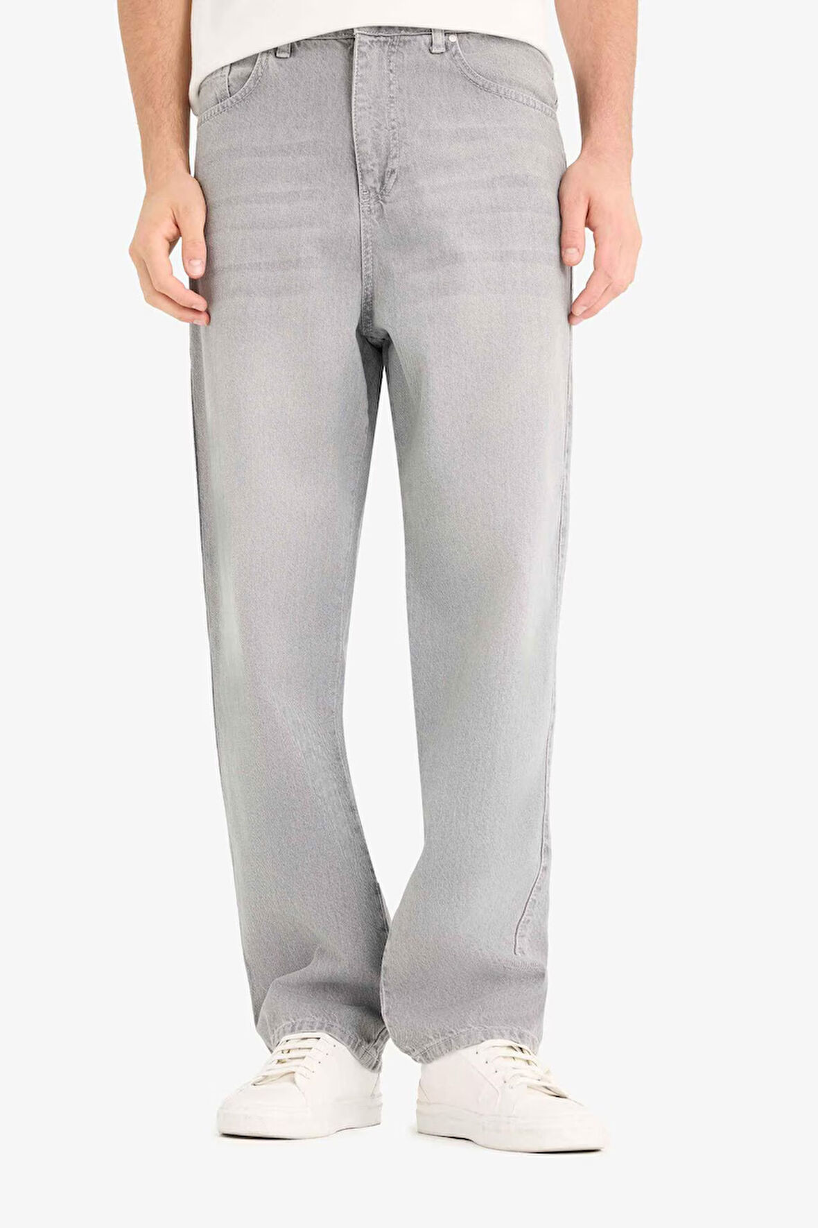 Baggy Fit Geniş Paça Jean Yıkamalı Pantolon