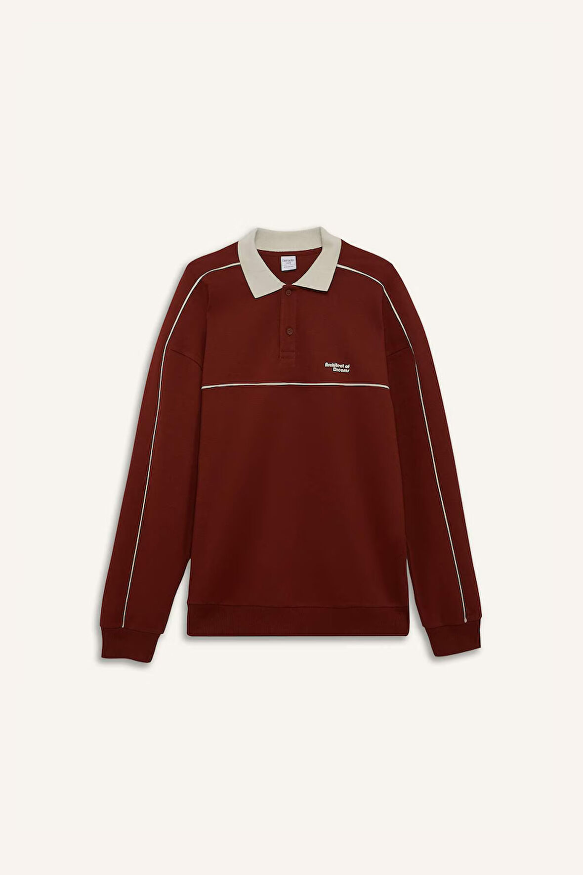 Boxy Fit Polo Yaka Baskılı Sweatshirt