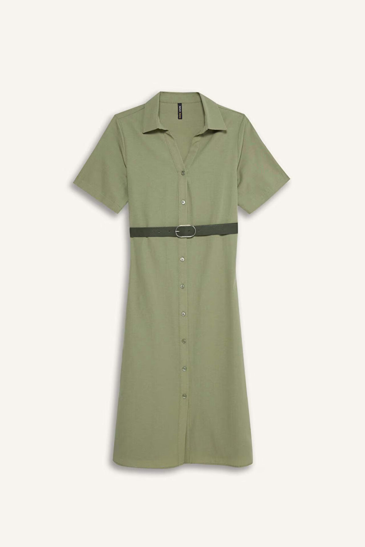 Gömlek Yaka Poplin Kısa Kollu Elbise