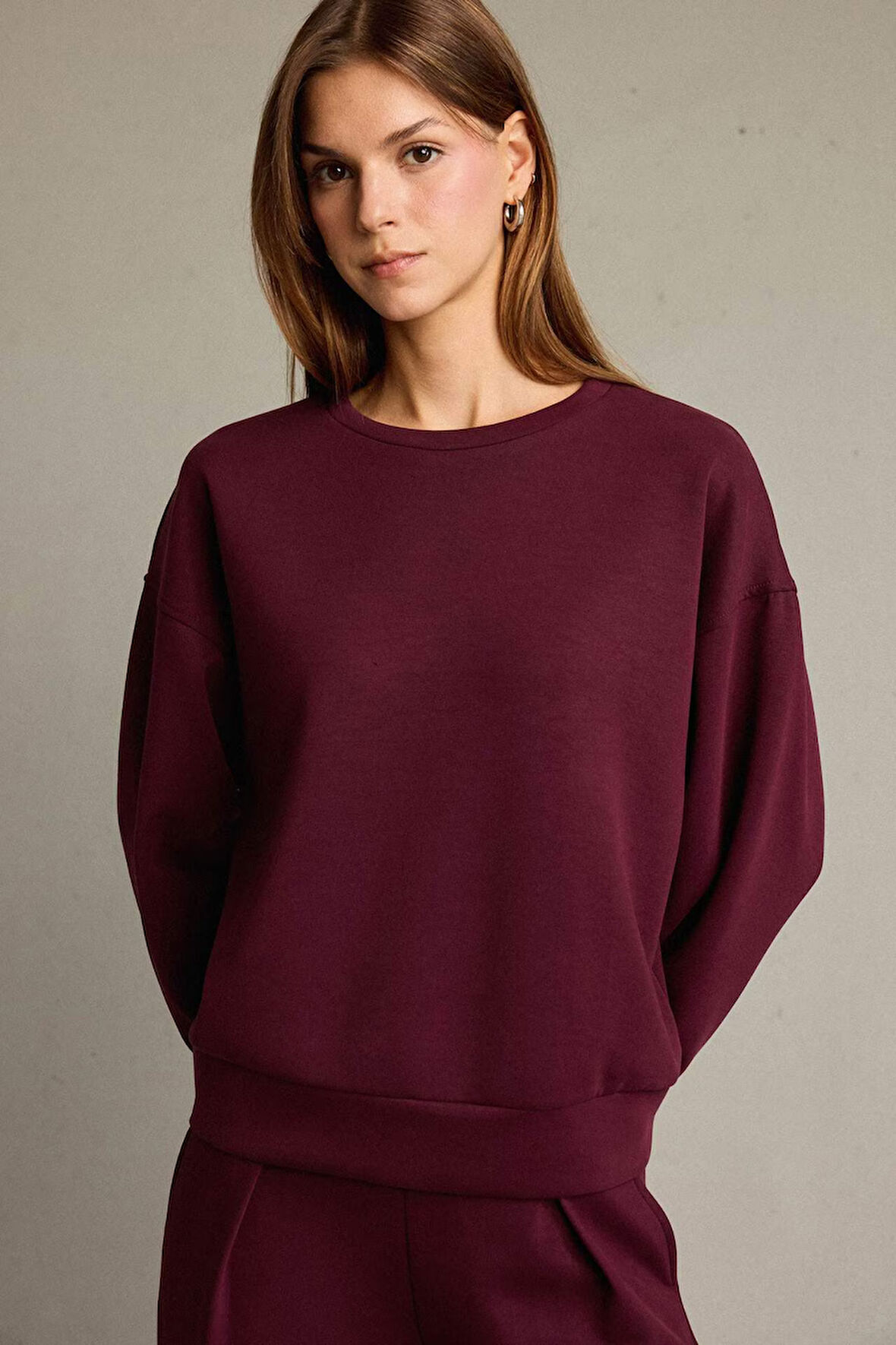 Bisiklet Yaka Modal Sweatshirt