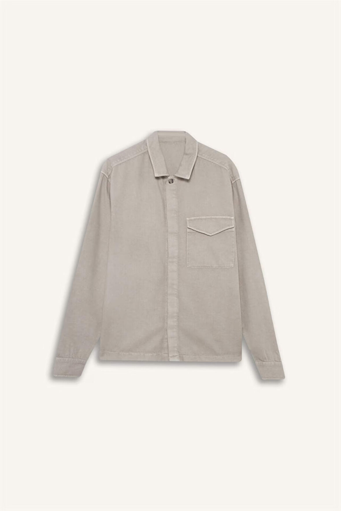 Boxy Fit Polo Yaka Twill Uzun Kollu Gömlek