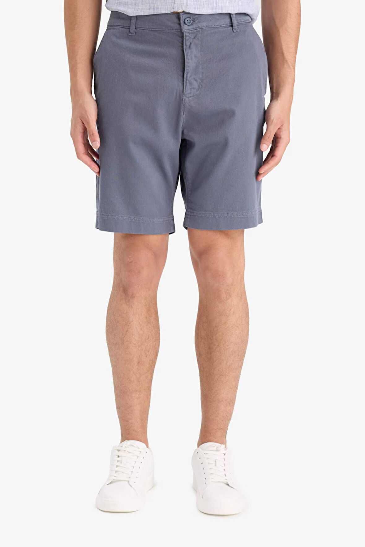 Regular Fit Dokulu Bermuda