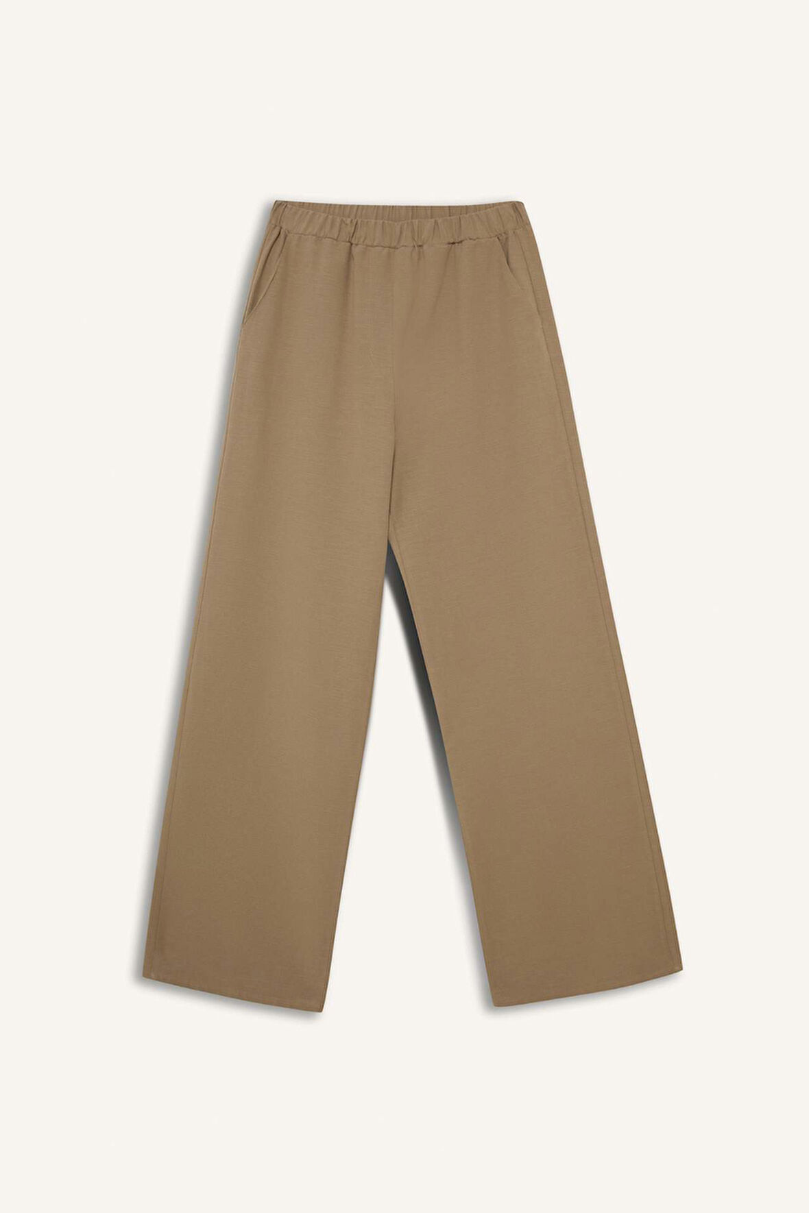 Keten Karışımlı Wide Leg Geniş Paça Flamlı Pantolon