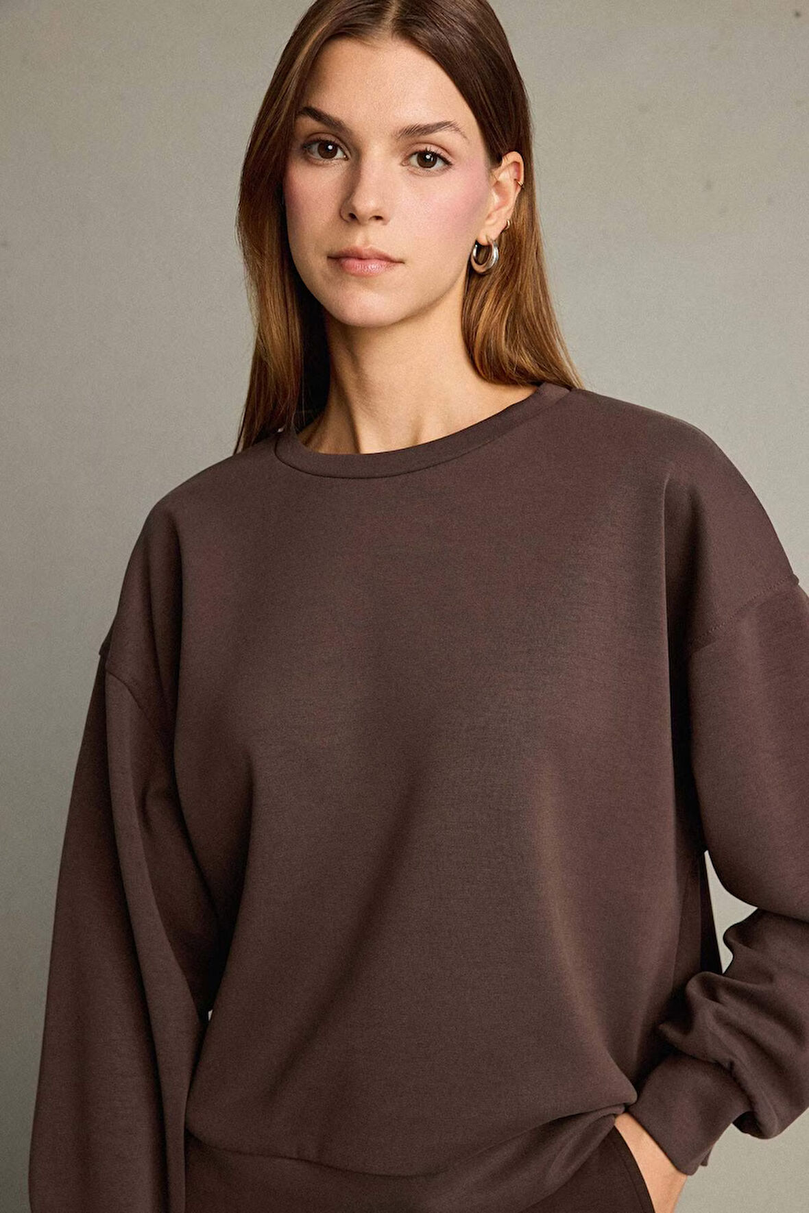 Bisiklet Yaka Modal Sweatshirt