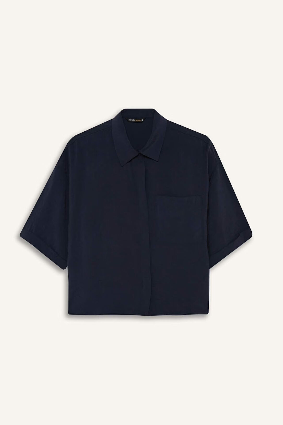 Loose Fit Gömlek Yaka Modal Kısa Kollu Gömlek