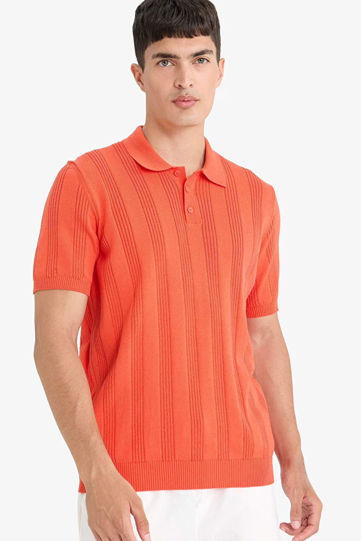 %100 Pamuk Polo Yaka Kısa Kollu Triko Tişört