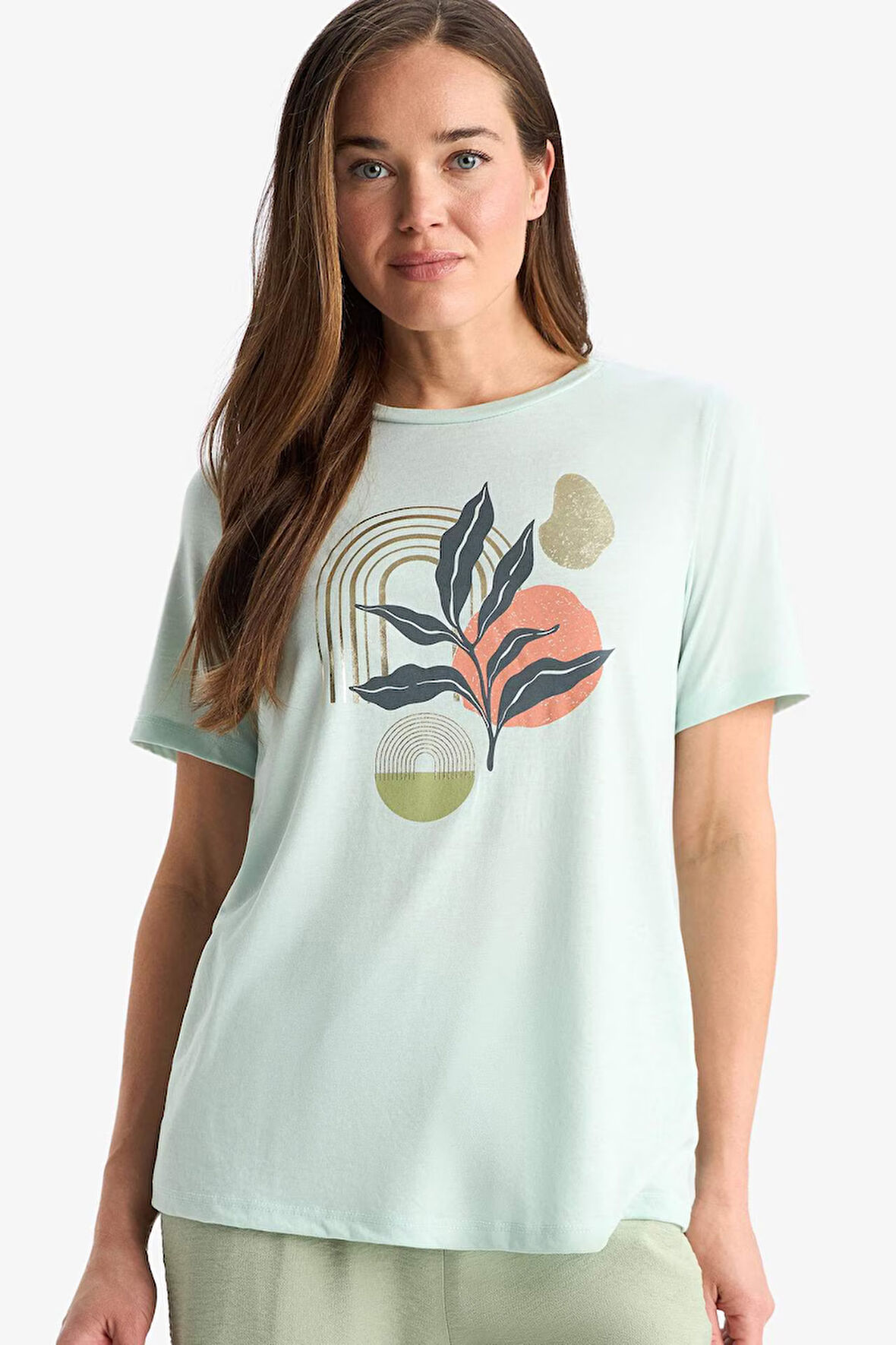 DeFacto Regular Fit Bisiklet Yaka Baskılı Kısa Kollu Tişört F4841AX25SMGN1114