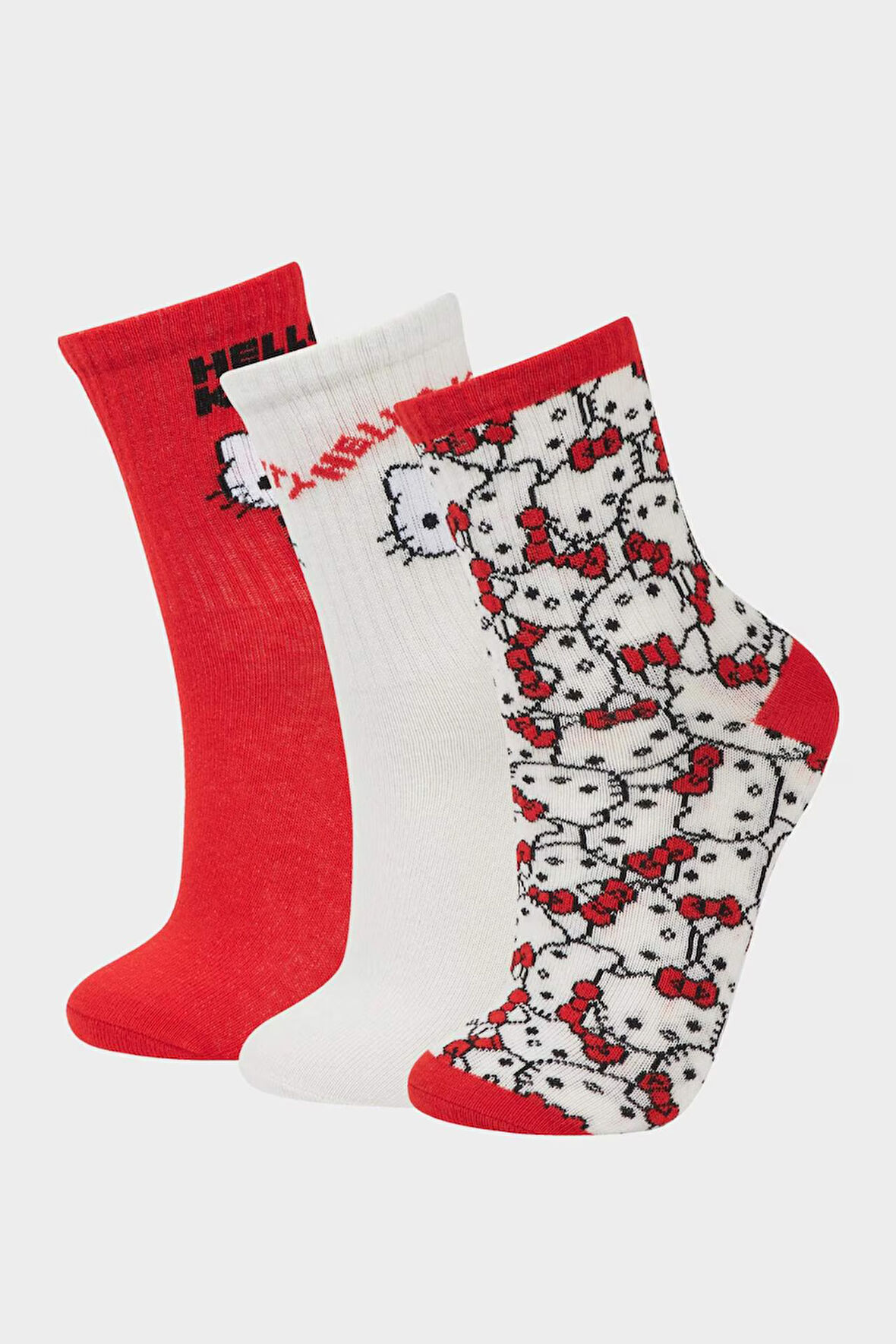 Kız Çocuk Hello Kitty 3'lü Pamuklu Uzun Çorap