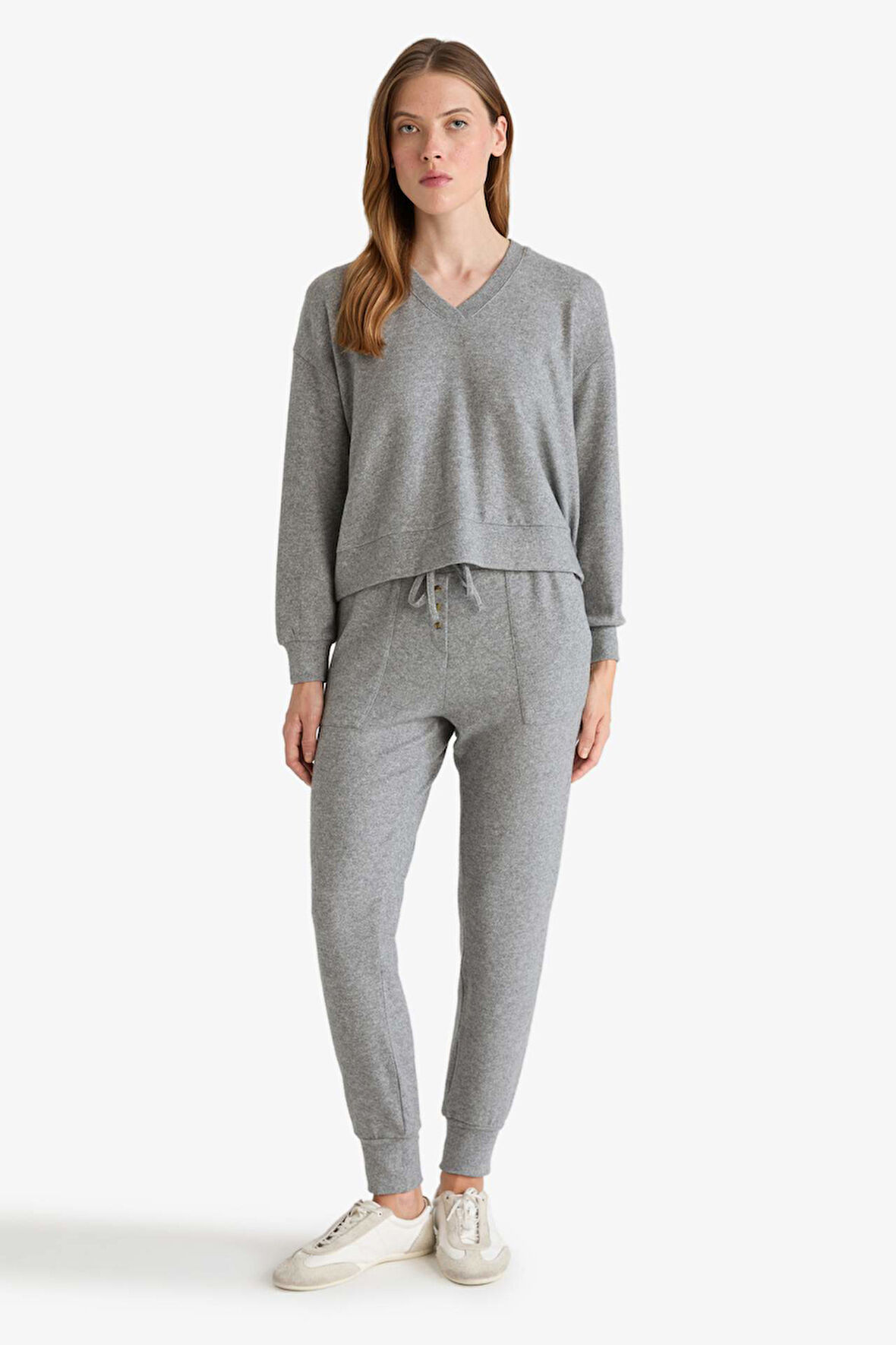 Regular Fit Uzun Kollu 2'li Velur Takım Fall in Love