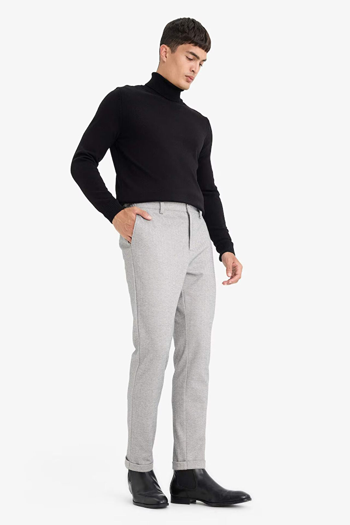 Tailored Regular Fit Düz Paça Penye Pantolon