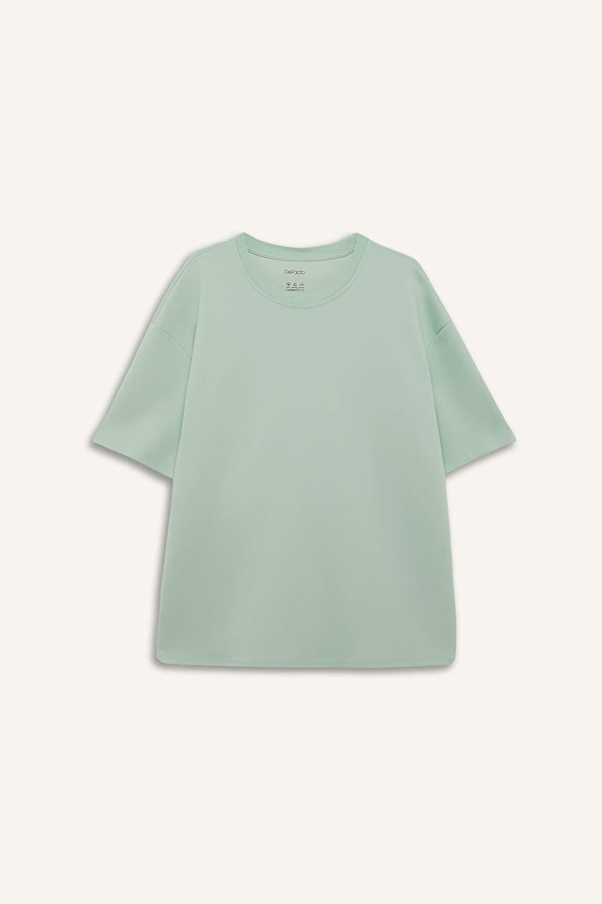 Oversize Geniş Kalıp Ütü Gerektirmeyen Bisiklet Yaka Kısa Kollu Basic Düz Ağır Kumaş Tişört