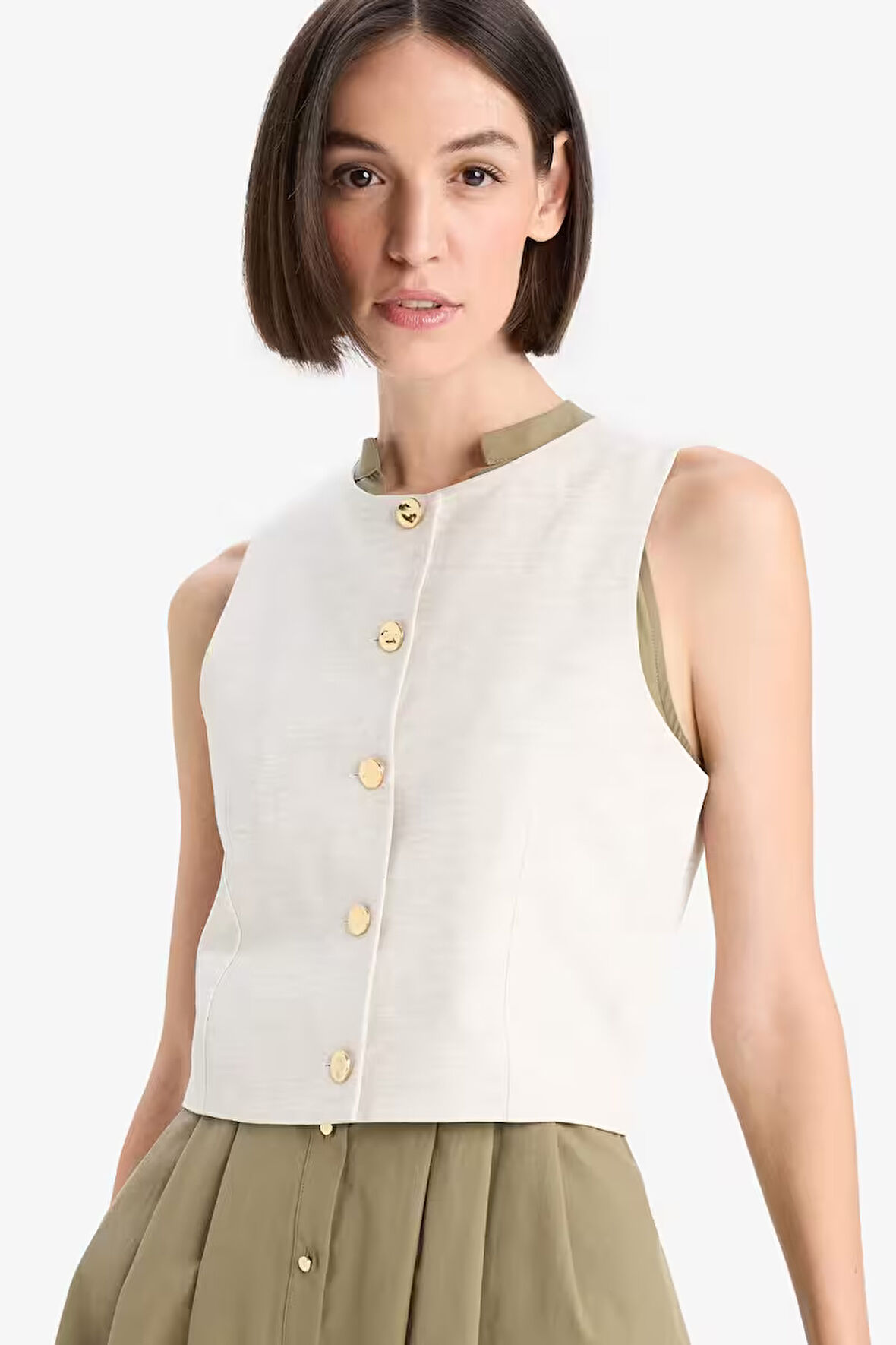 Fitted Bisiklet Yaka Yelek