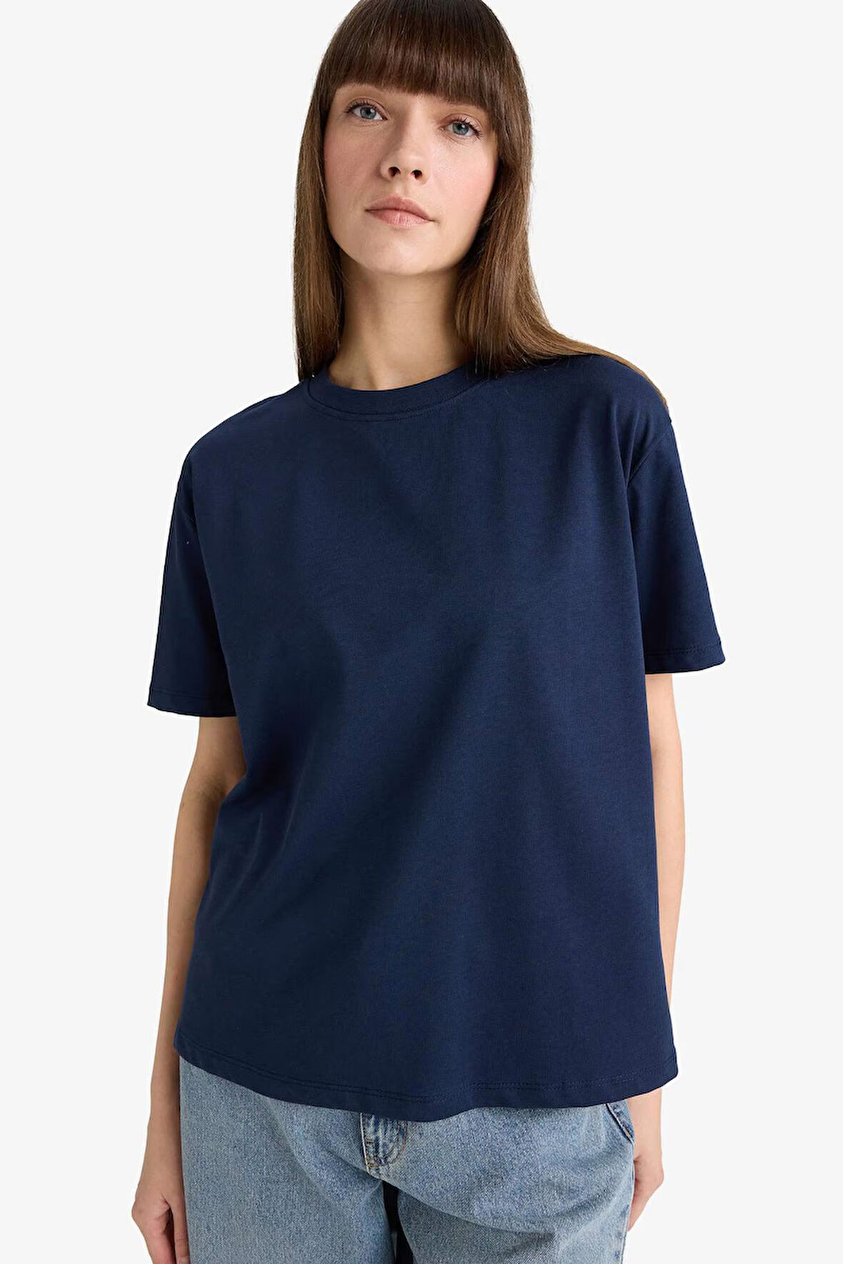 Regular Fit Bisiklet Yaka Basic Düz Premium Kısa Kollu Tişört