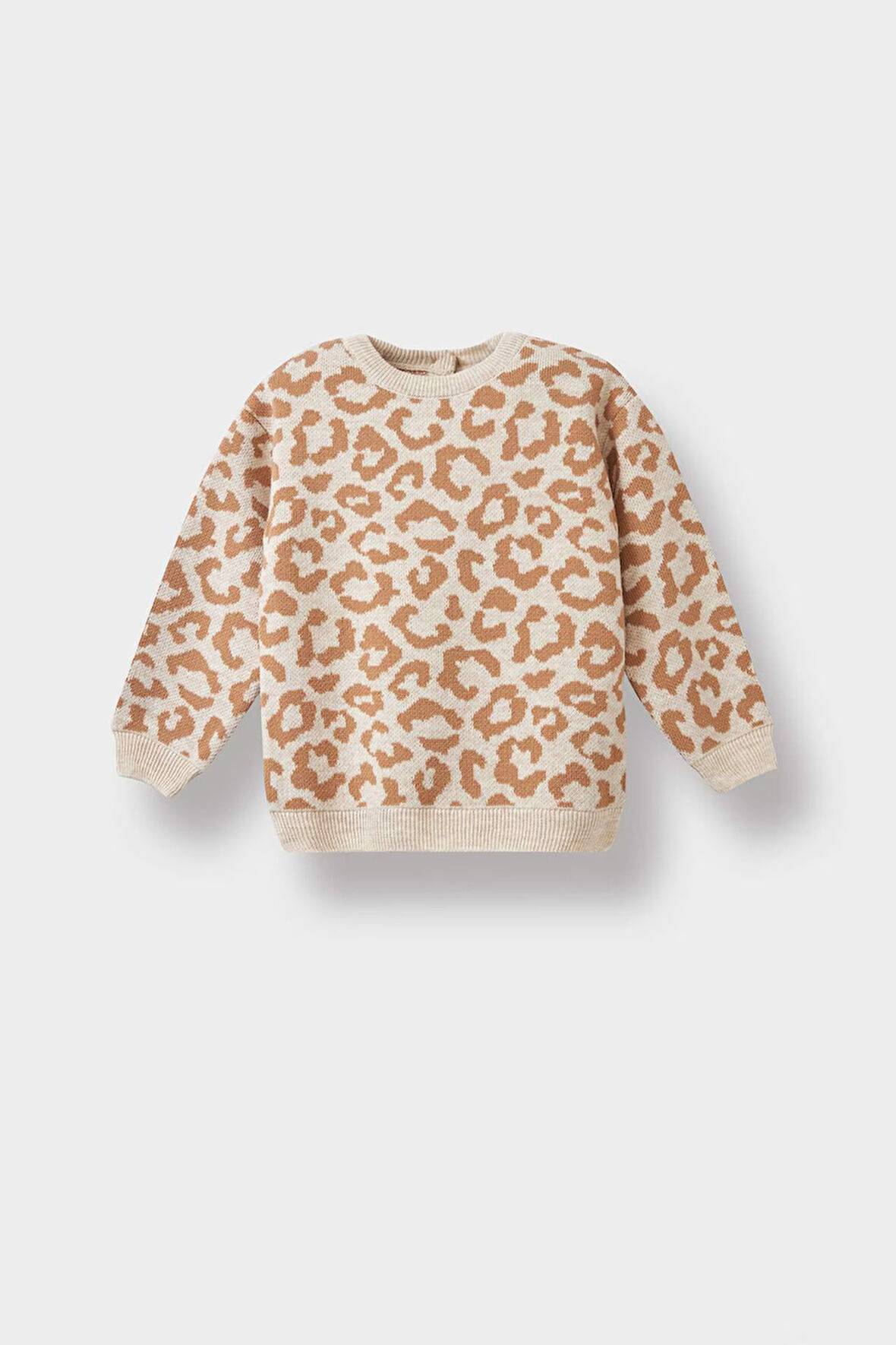 Kız Bebek Bisiklet Yaka Leopar Desenli Kazak 