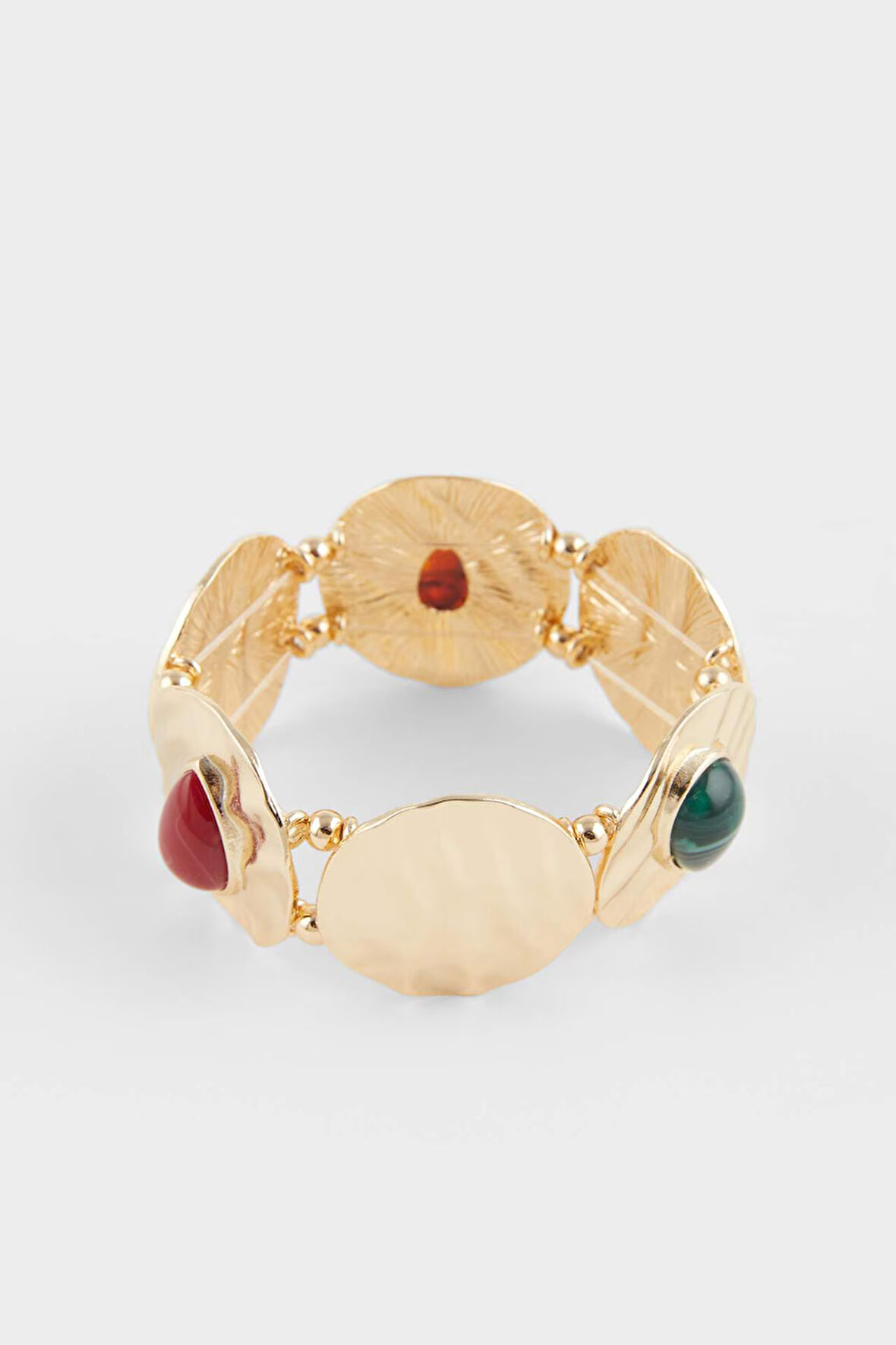 Kadın Gold Yeşil Bordo Taşlı Bilezik