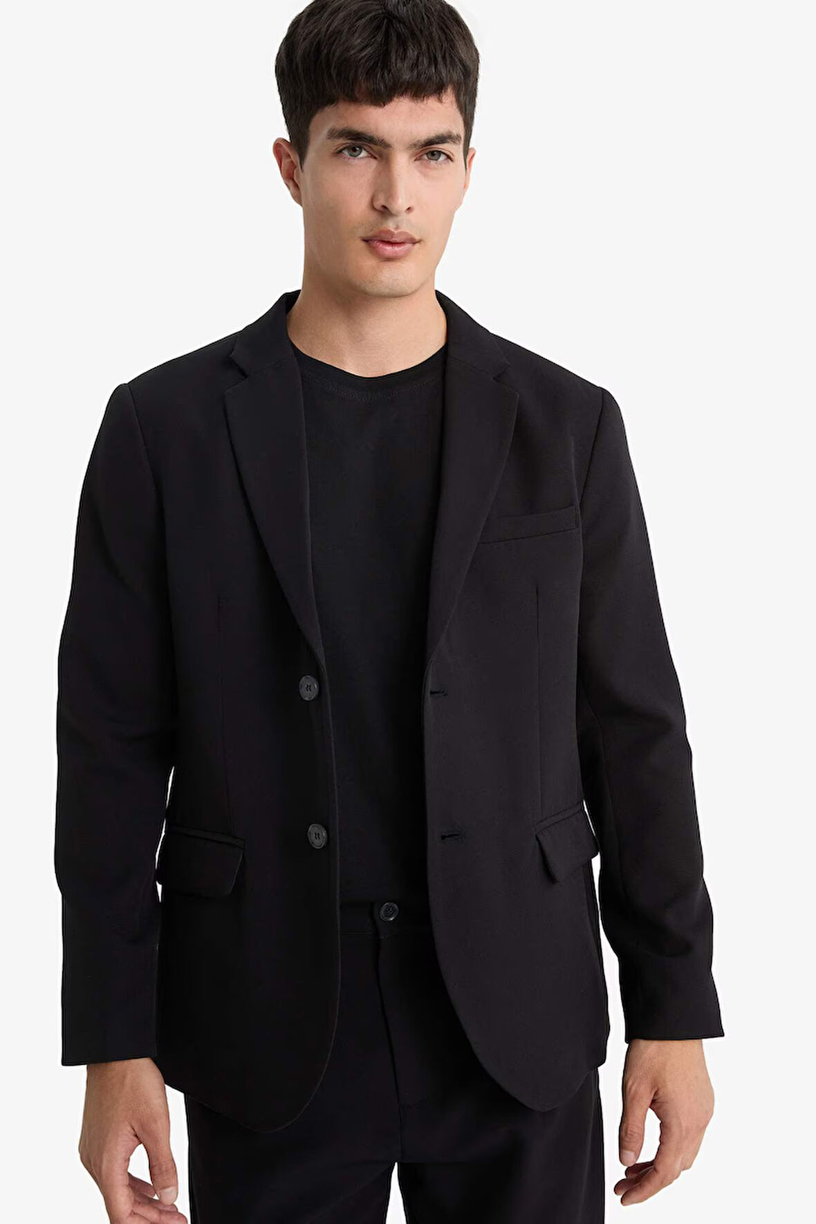 Slim Fit Dar Kesim Düğmeli Blazer Ceket