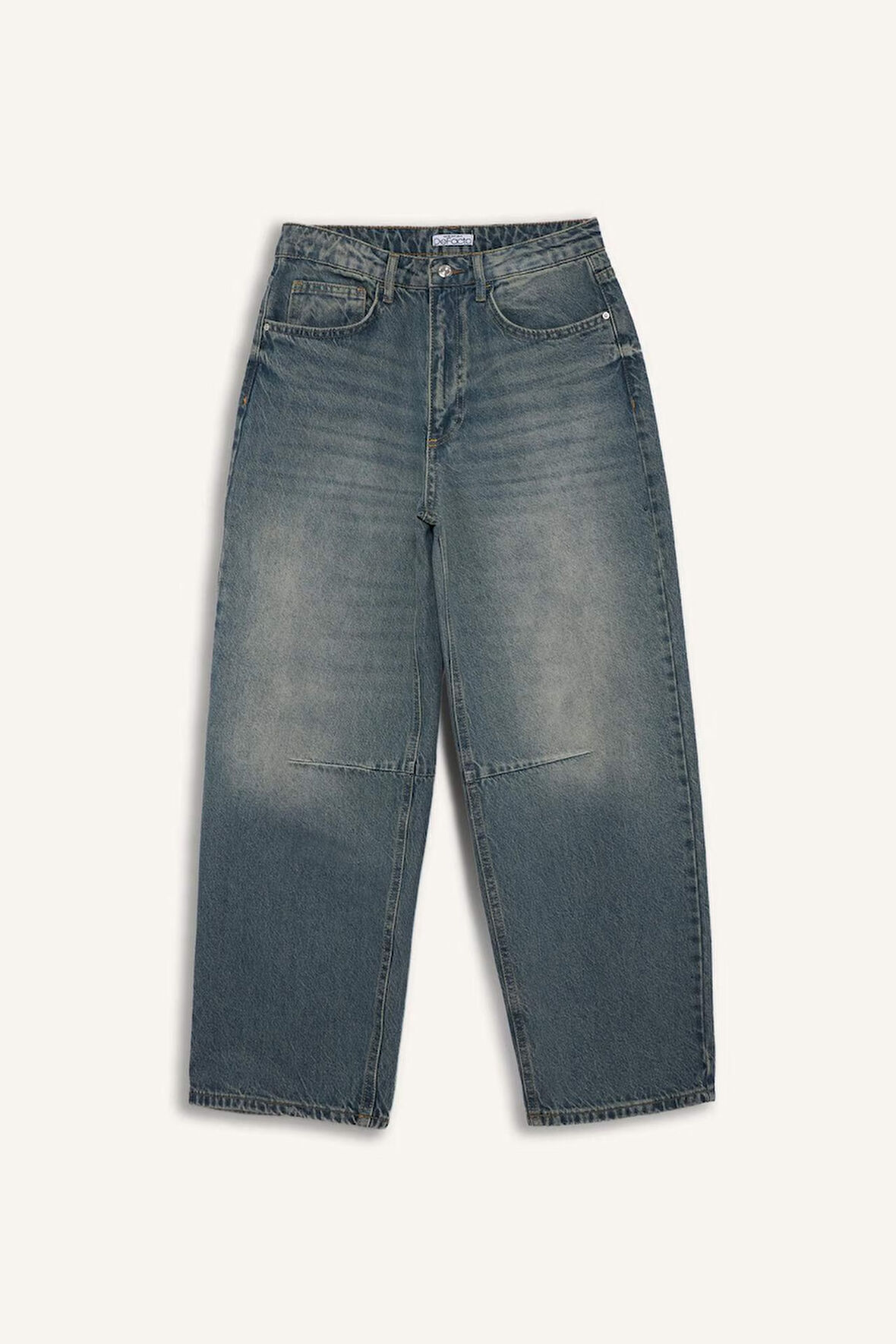 Barrel Fit Yüksek Bel Bilek Boy Jean Yıkamalı Pantolon