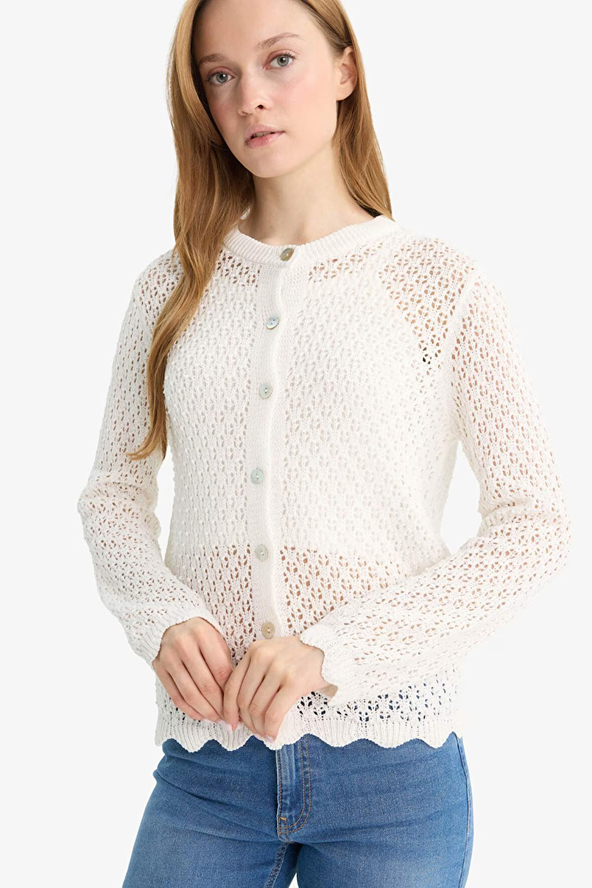 Regular Fit Bisiklet Yaka Triko Hırka