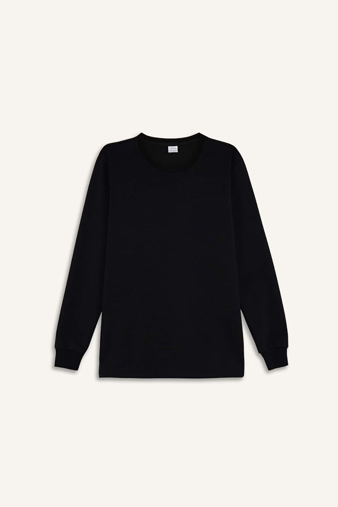 Slim Fit Dar Kesim Bisiklet Yaka Sweatshirt Kumaşı Uzun Kollu Tişört