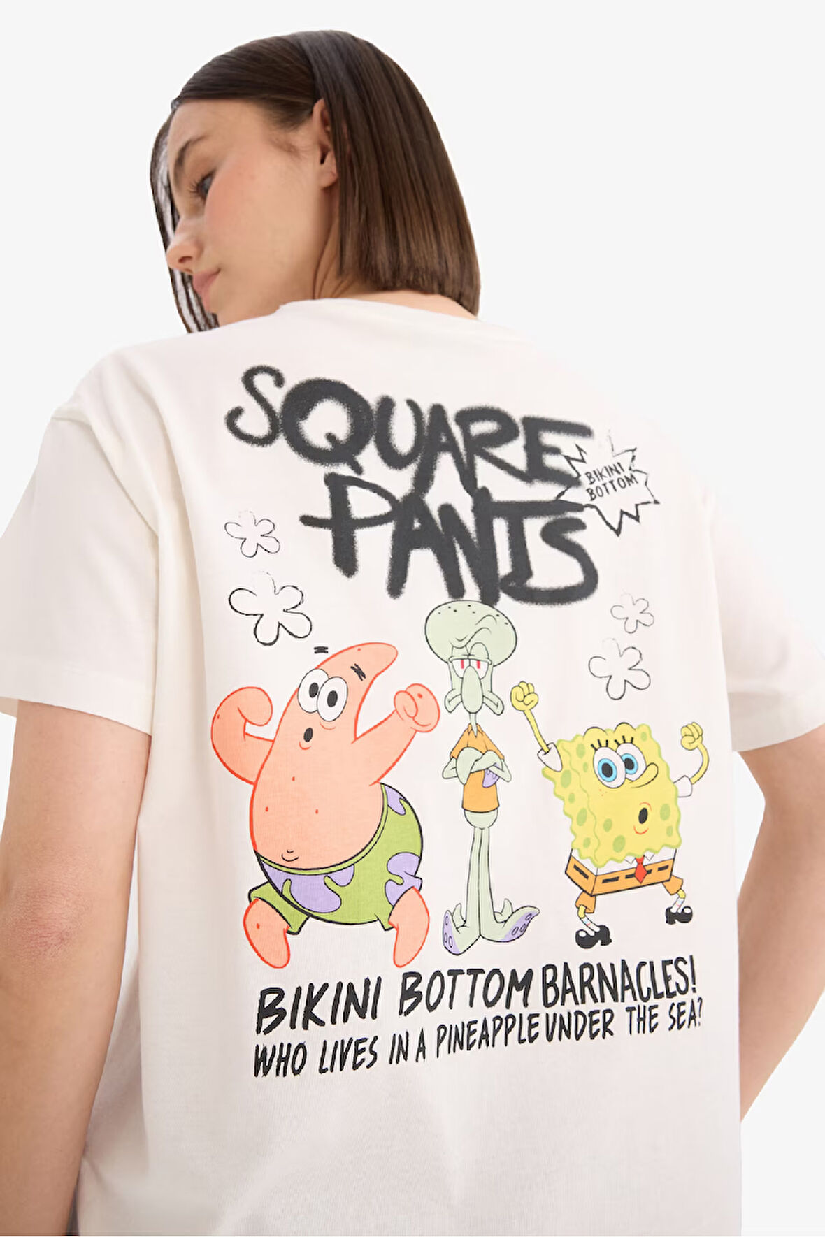 Coool SpongeBob Oversize Geniş Kalıp Sırt Baskılı Kısa Kollu Tişört