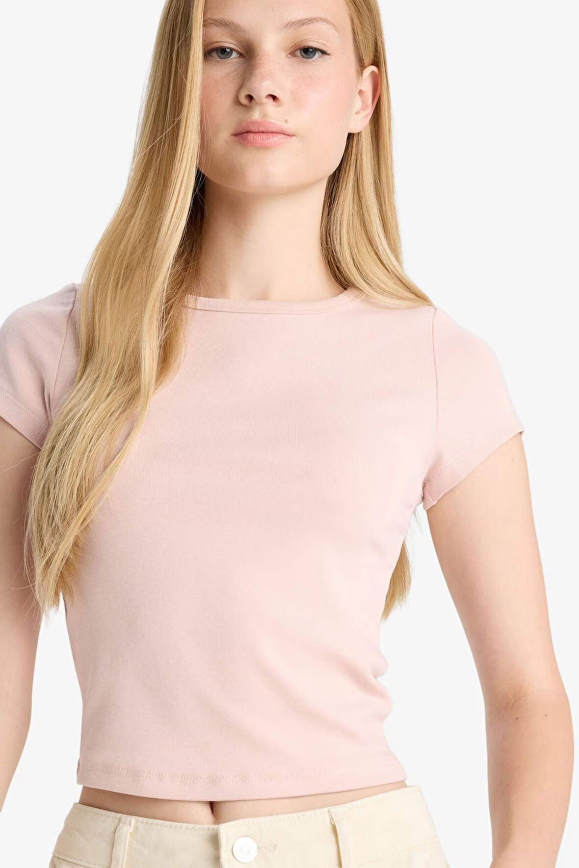 Coool Fitted Bisiklet Yaka Ribana Kısa Kollu Tişört