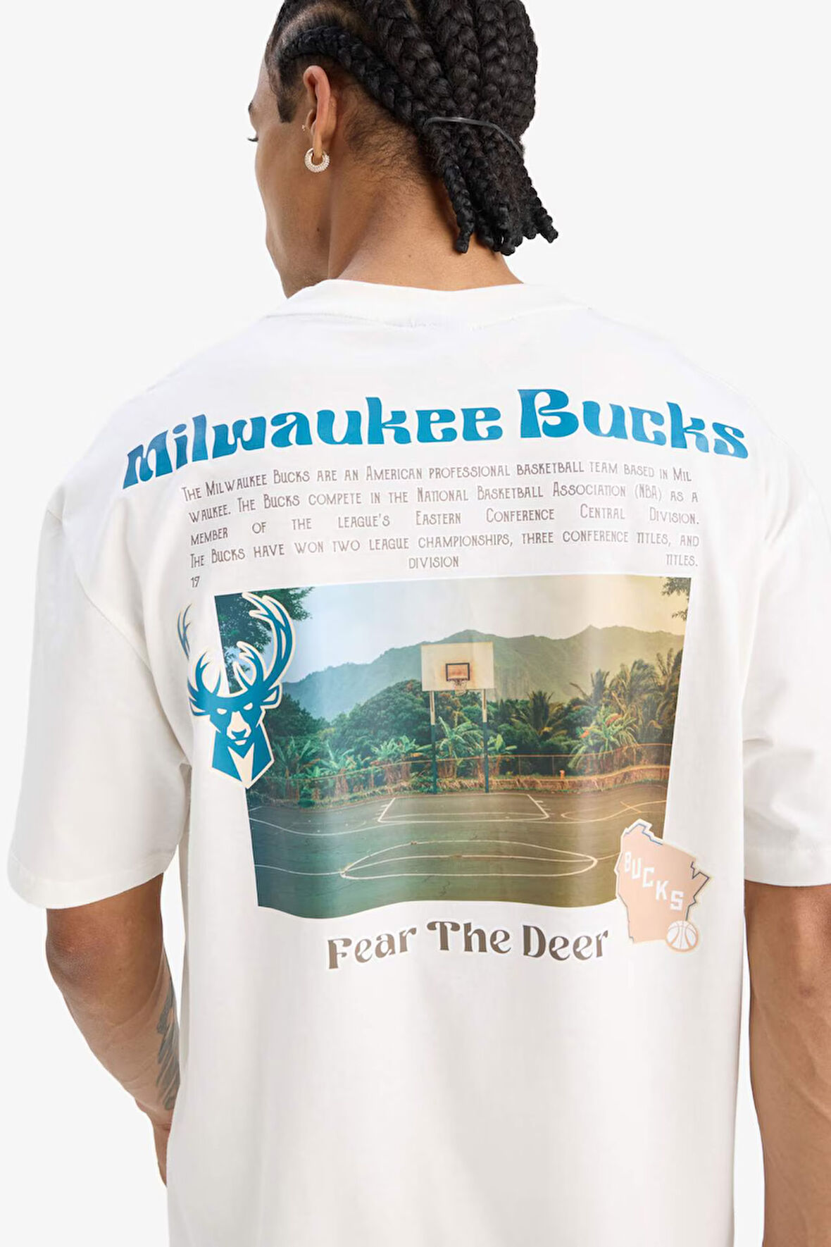 DeFactoFit NBA Milwaukee Bucks Oversize Fit Bisiklet Yaka Kısa Kollu Tişört