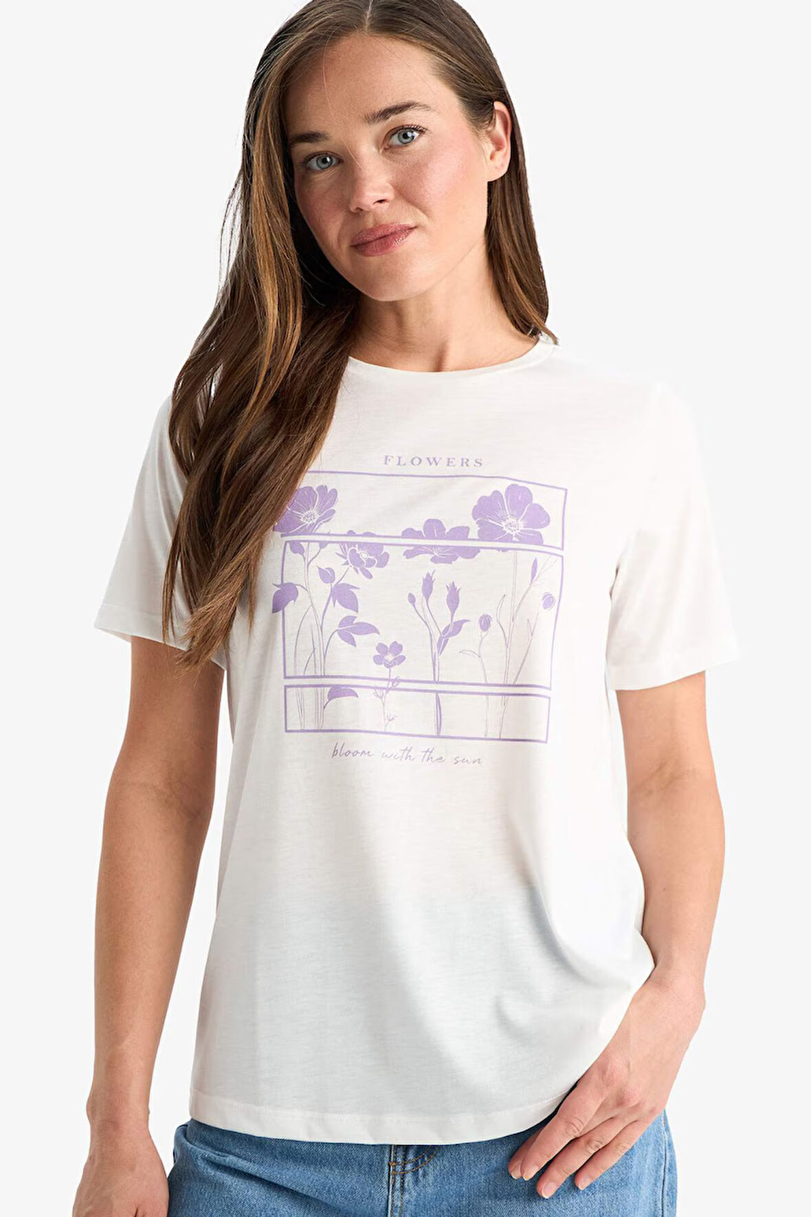 DeFacto Regular Fit Bisiklet Yaka Baskılı Kısa Kollu Tişört F4840AX25SMER105