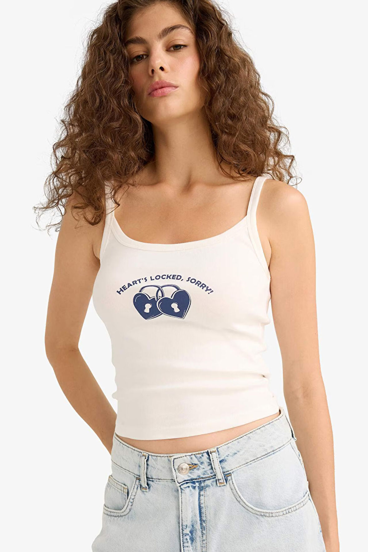 Fitted Baskılı Ribana Atlet