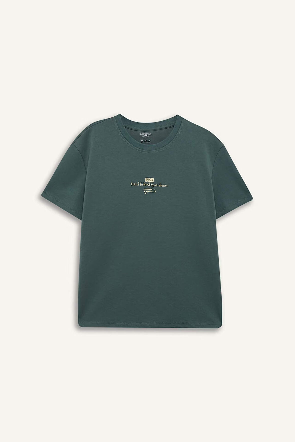 Boxy Fit Bisiklet Yaka Baskılı Kısa Kollu Tişört