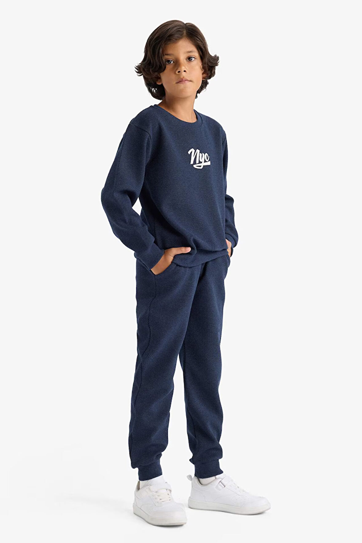 Erkek Çocuk 2'li Takım Baskılı Sweatshirt Eşofman Altı 