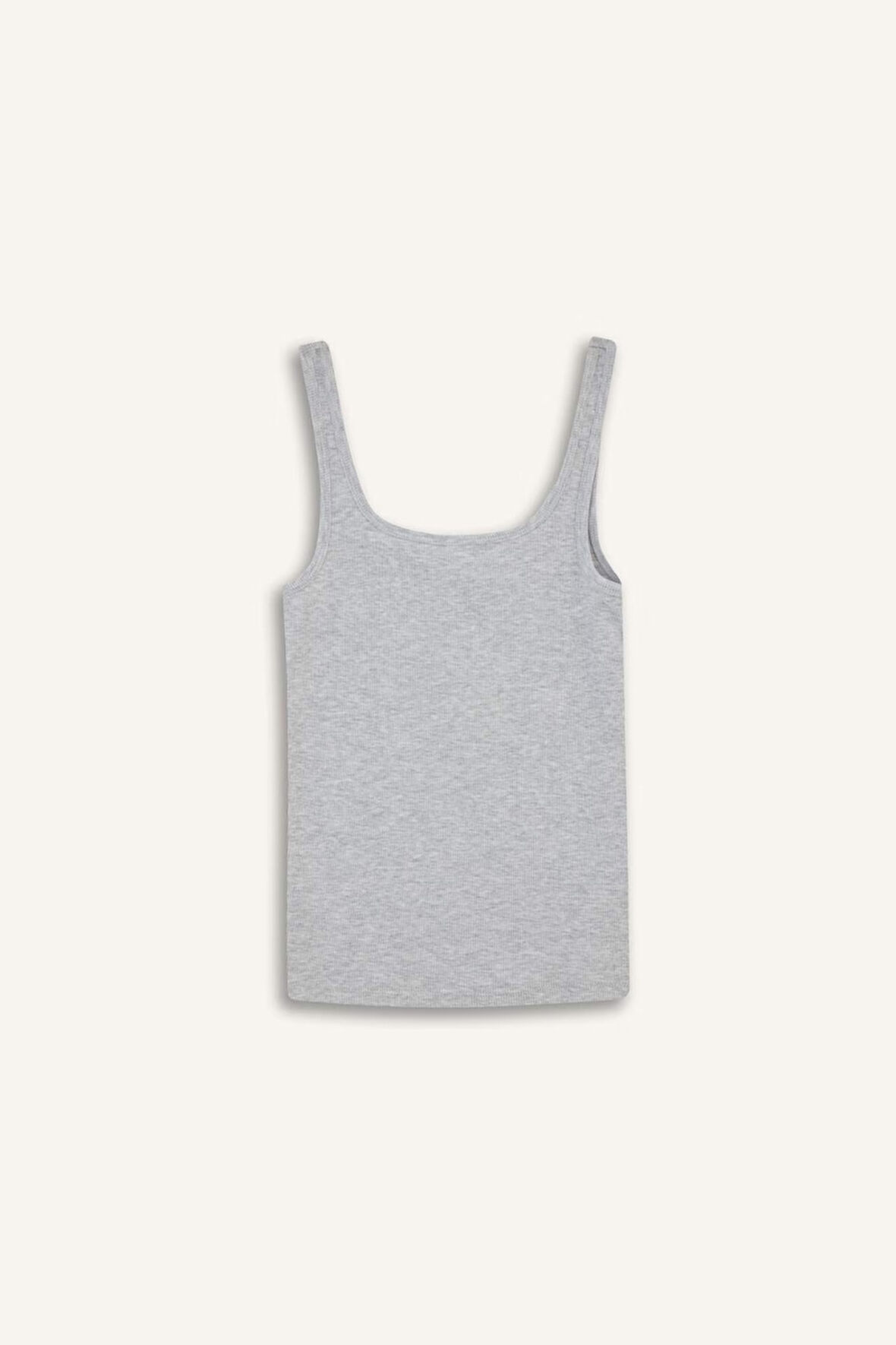 Slim Fit Dar Kesim Basic Düz Yuvarlak Yaka Fitilli Kaşkorse Atlet