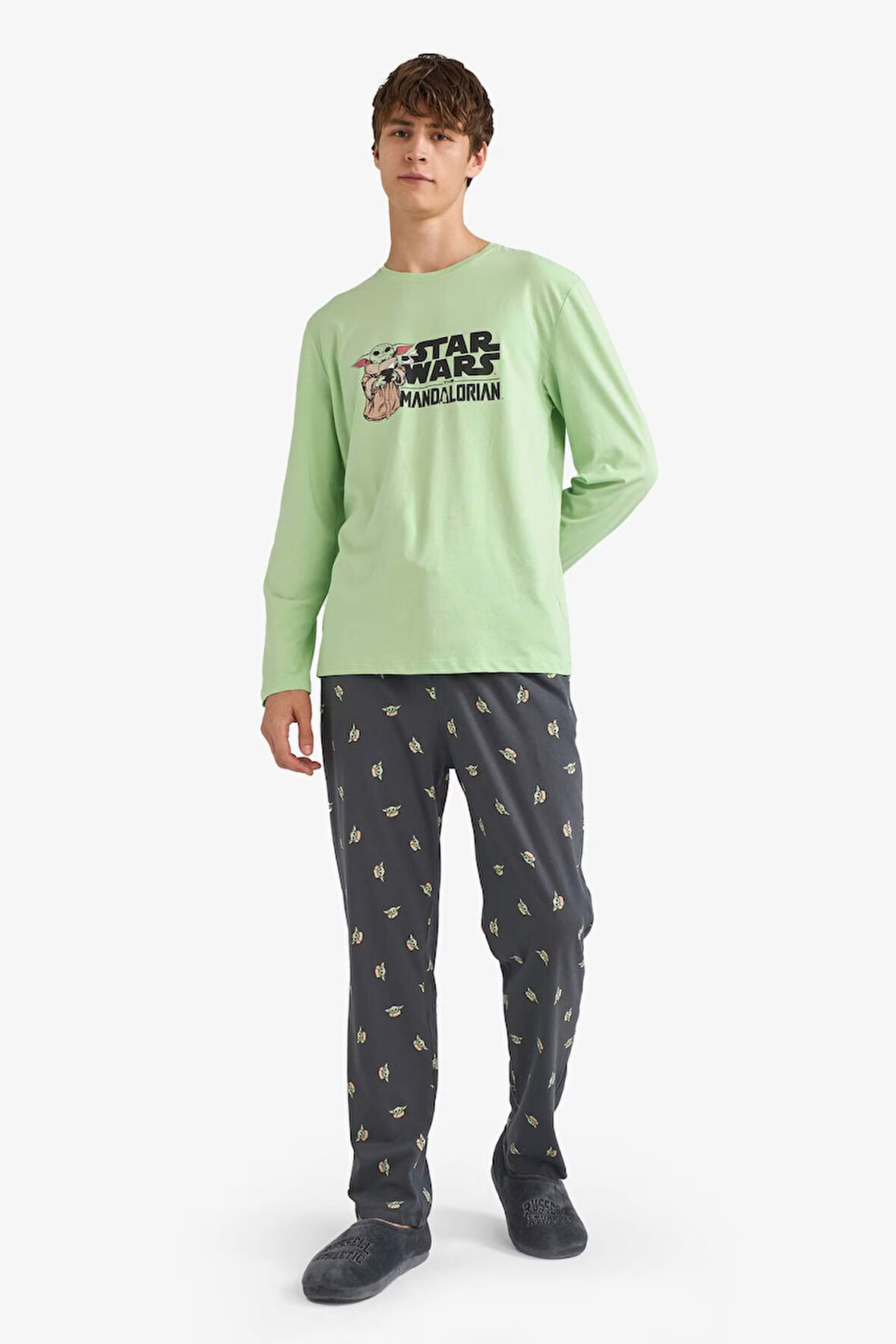 Star Wars-Mandalorian Pijama Takımı Uzun Kollu Üst Uzun Alt 