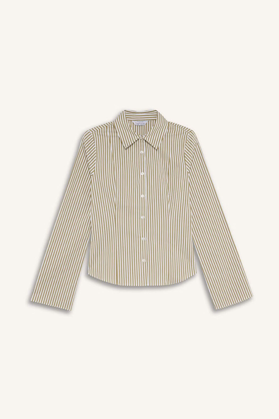 Fitted Gömlek Yaka Poplin Uzun Kollu Gömlek