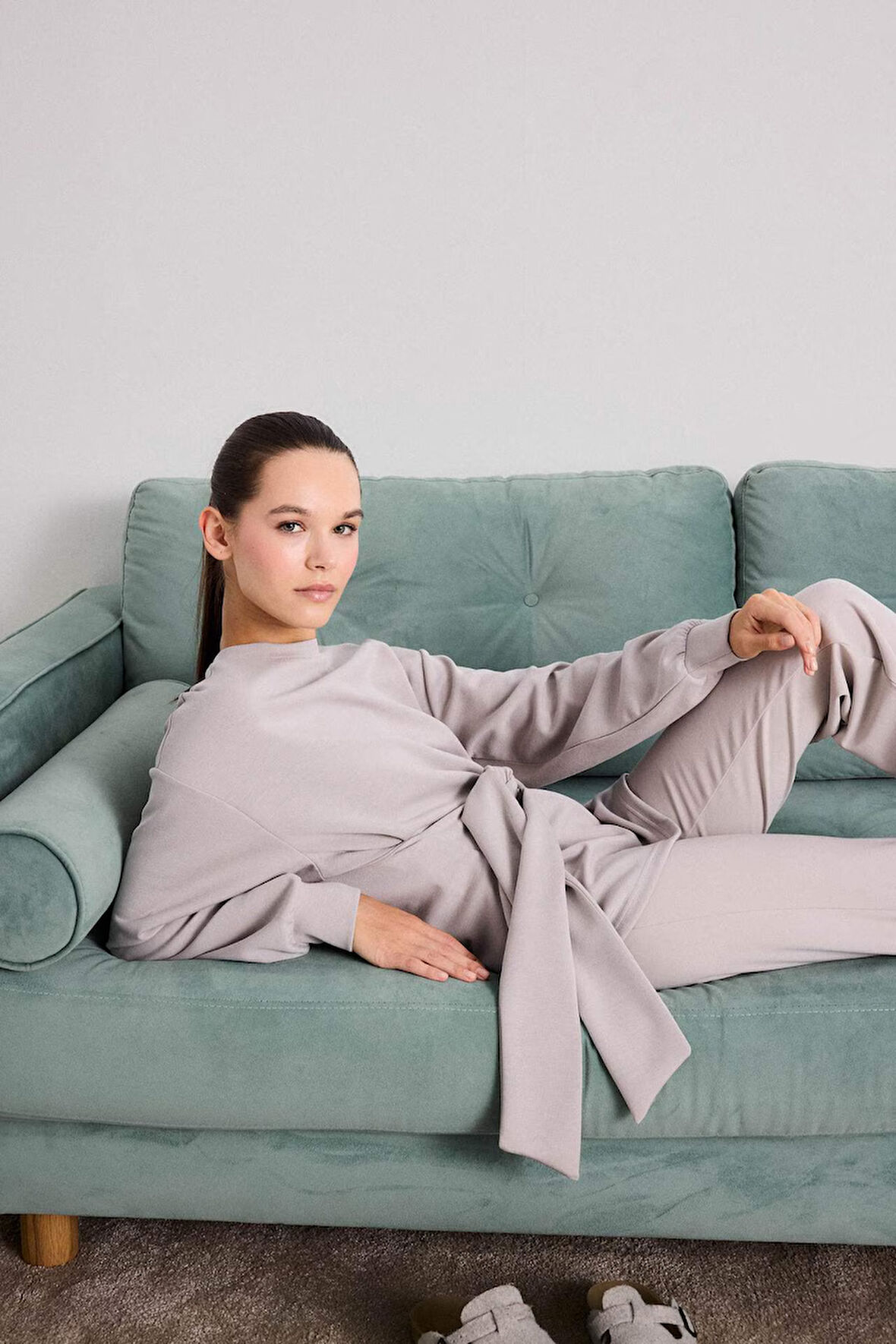 Modal Kuşaklı Sweatshirt-Fall in Love Loungewear