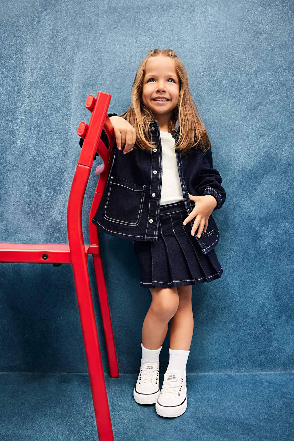 Kız Bebek Beli Lastikli Jean Şort Etek