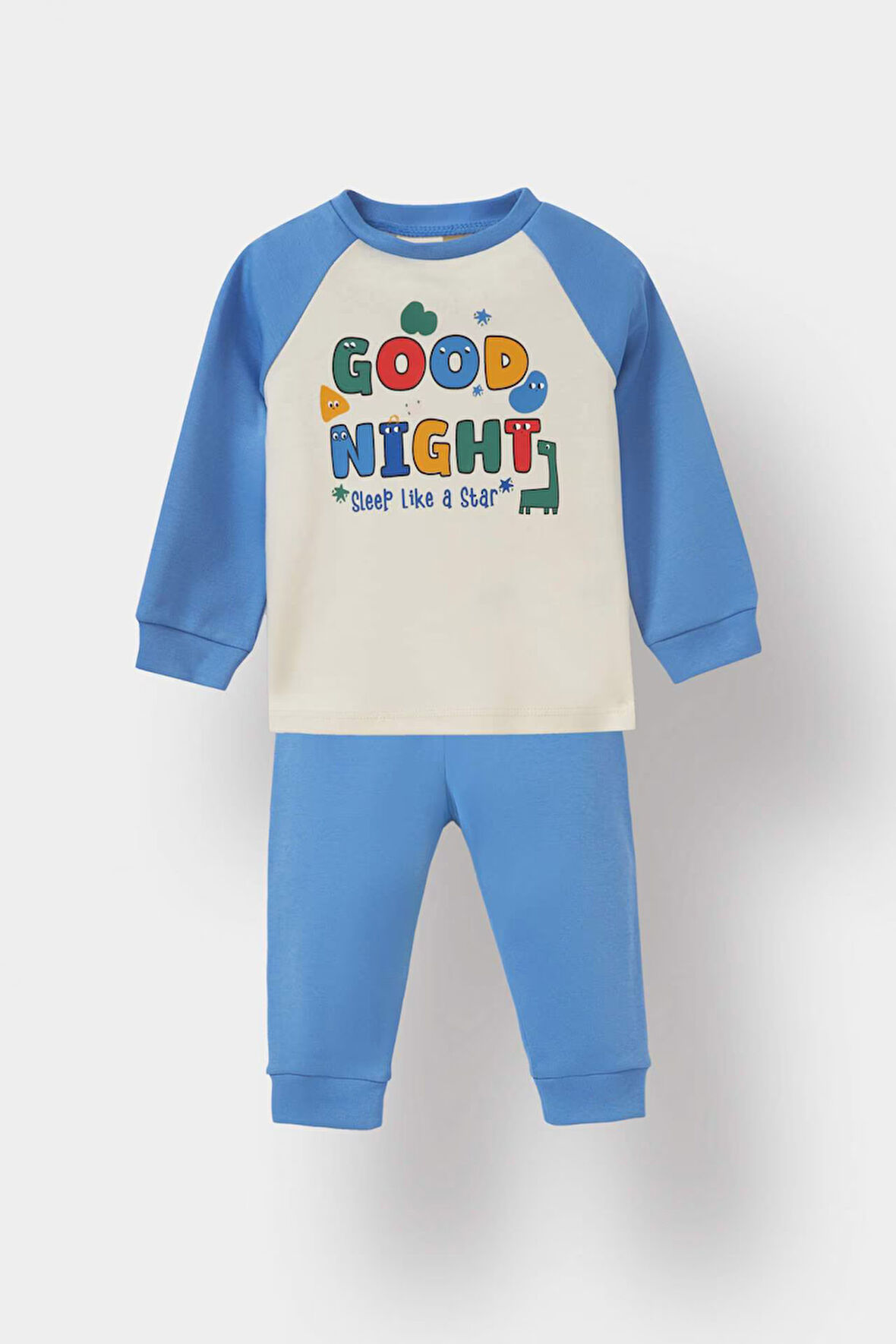 Erkek Bebek Pijama Takımı Baskılı Uzun Kollu Üst Uzun Alt