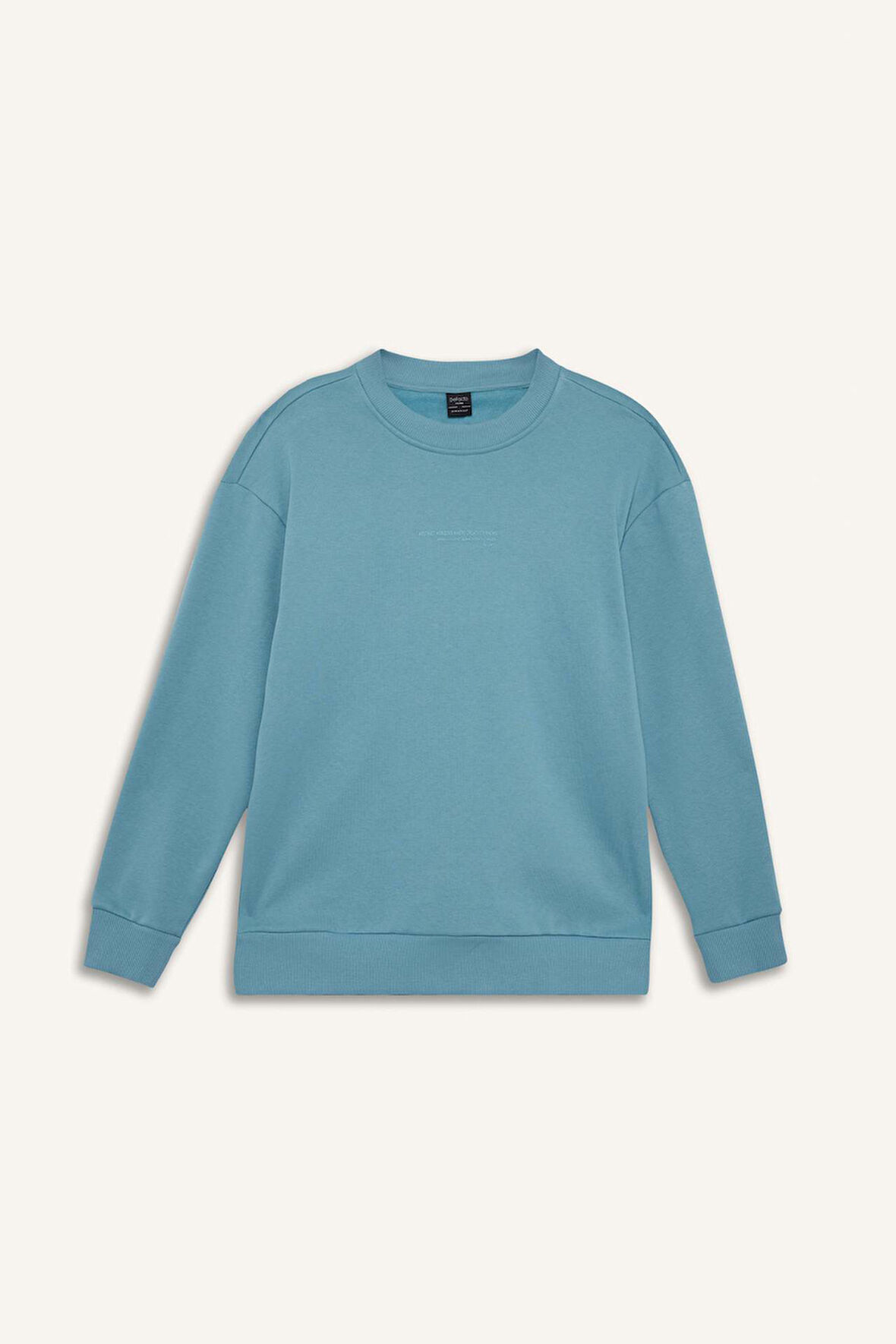 Boxy Fit Bisiklet Yaka Baskılı Sweatshirt