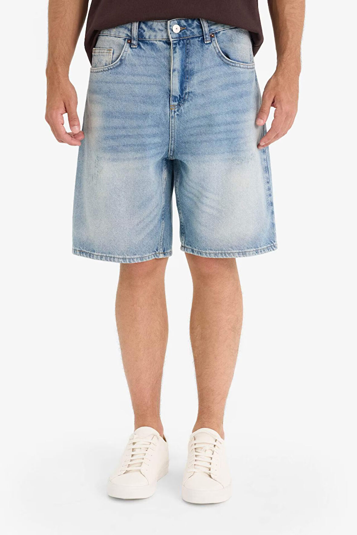 %100 Pamuk Straight Fit Jean Bermuda Şort