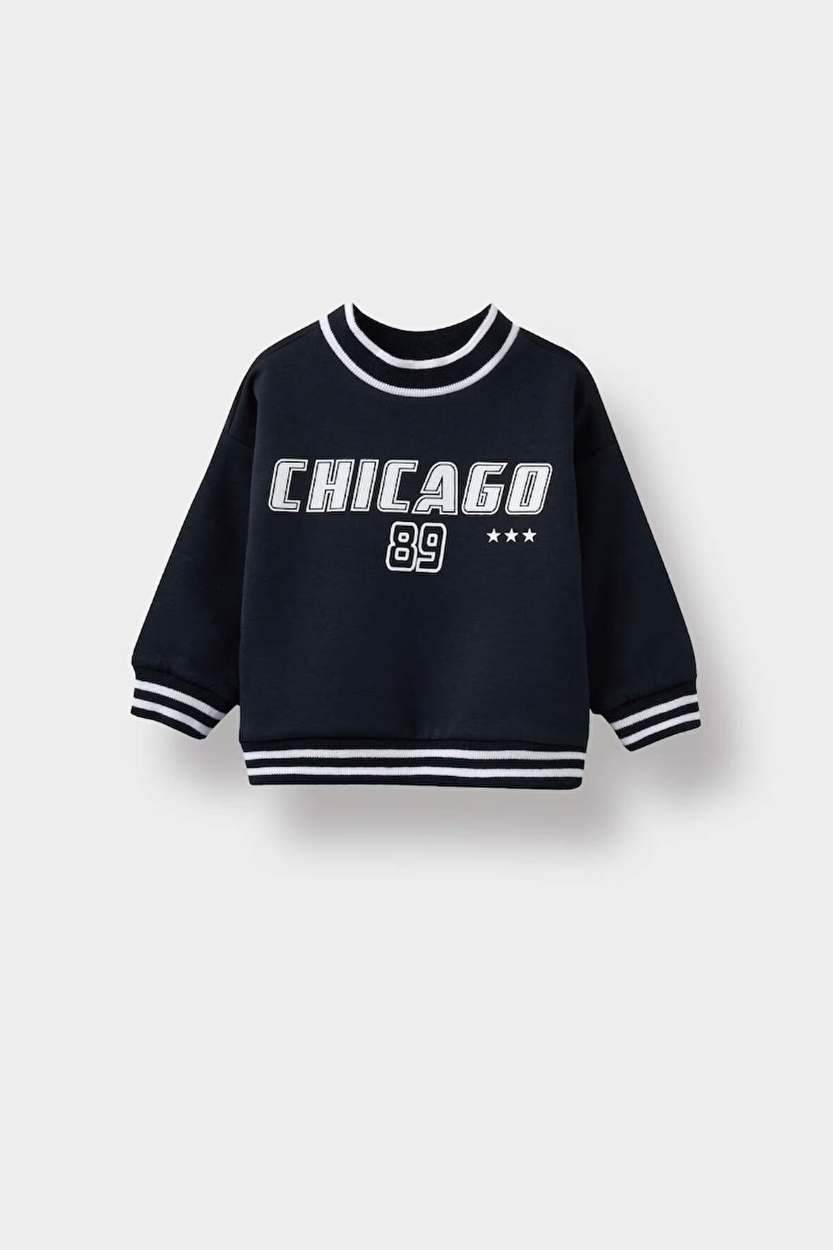 Erkek Bebek Bisiklet Yaka Baskılı Sweatshirt