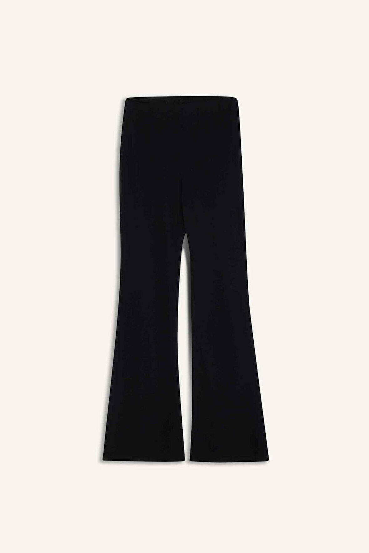 DeFactoFit Flare Fit Toprlayıcı Yüksek Bel İspanyol Paça Standart Boy Ribana Sporcu Pantolon