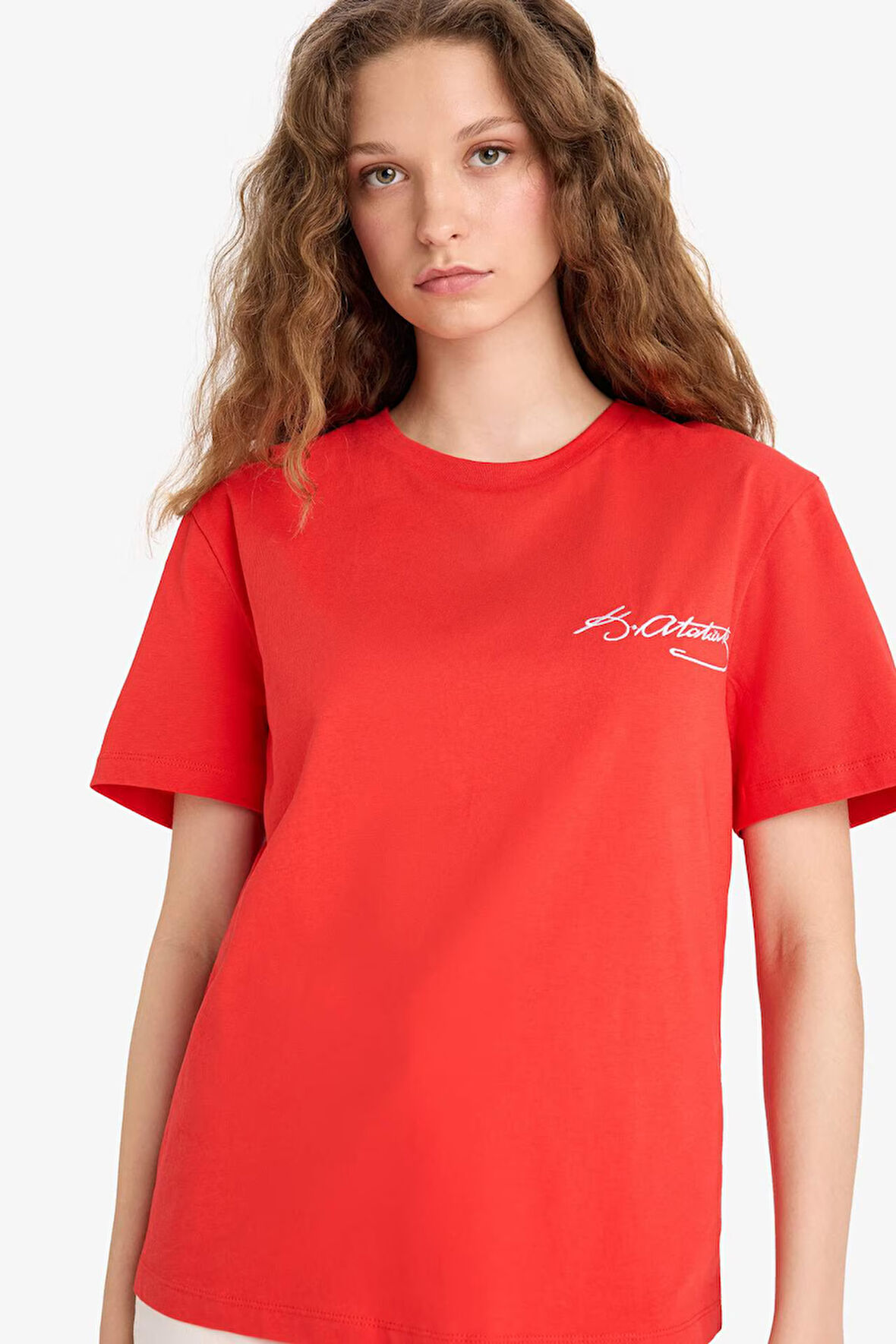 DeFacto Regular Fit Bisiklet Yaka Atatürk Baskılı Kısa Kollu Tişört F6033AX25SMRD1