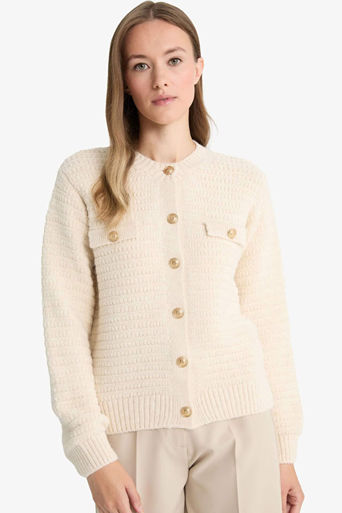 Regular Fit Bisiklet Yaka Triko Hırka