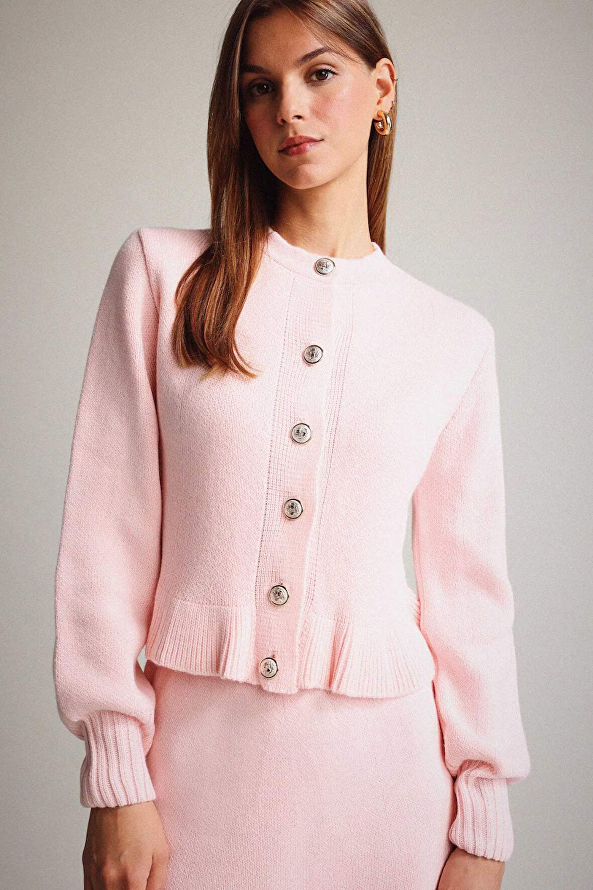 Bisiklet Yaka Düğmeli Triko Hırka