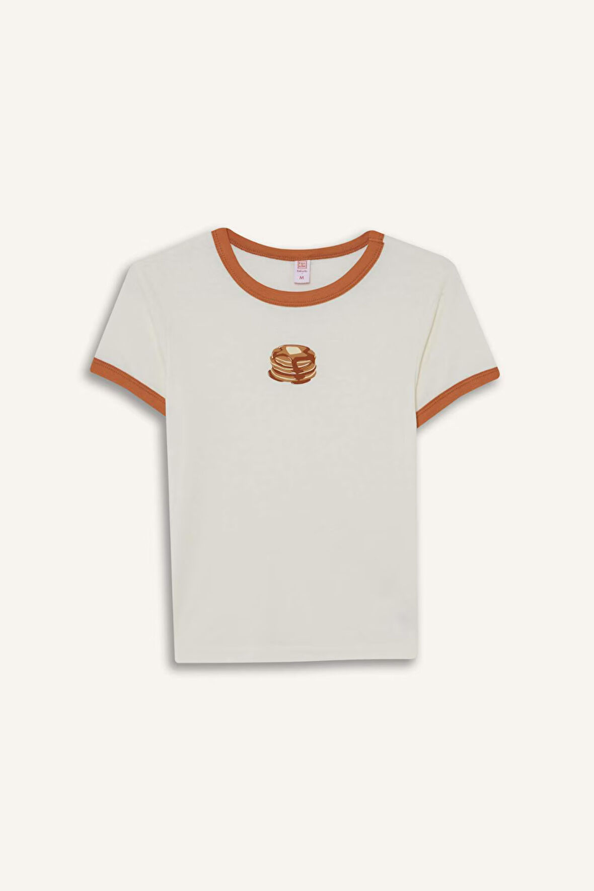 Fitted Bisiklet Yaka Baskılı Kısa Kollu Ribana Üst-Fall in Love